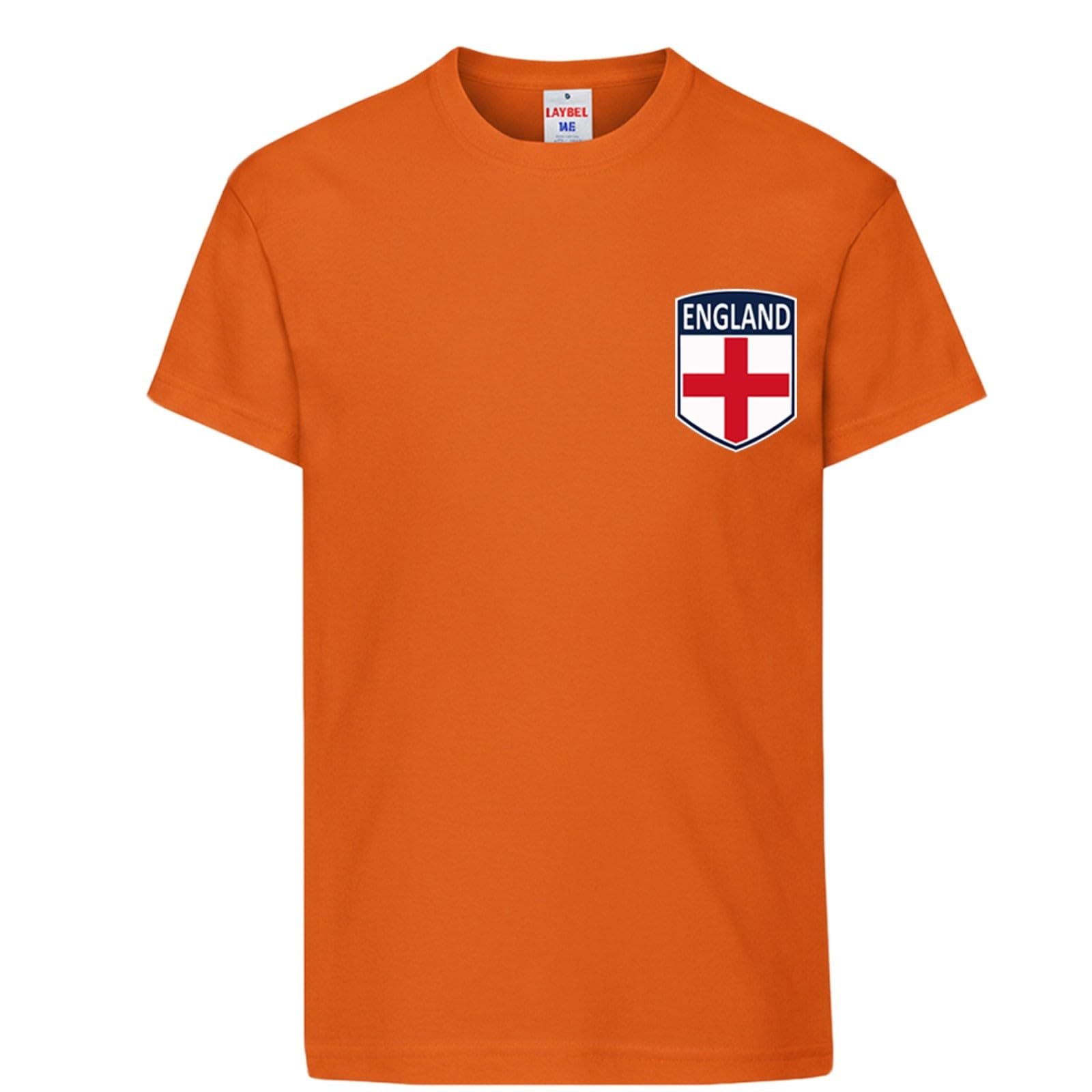 World Football 2026 England Kids Adult T Shirt Soccer Fan Graphic Unisex Top Men's England Flag Badge TEE Orange