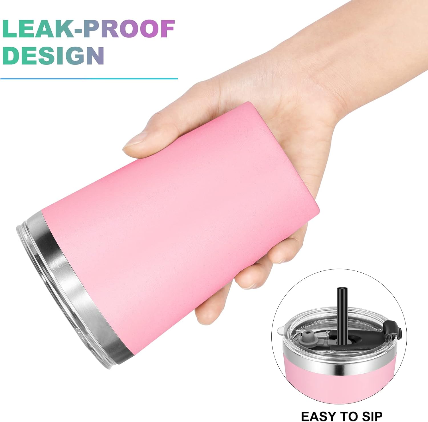 VEGOND 12oz Tumbler Stainless Steel Tumbler bulk Vacuum Insulated Double Wall Travel Tumbler with Lid and Straw Reusable Tumbler, Pink 1 Pack - Image 6