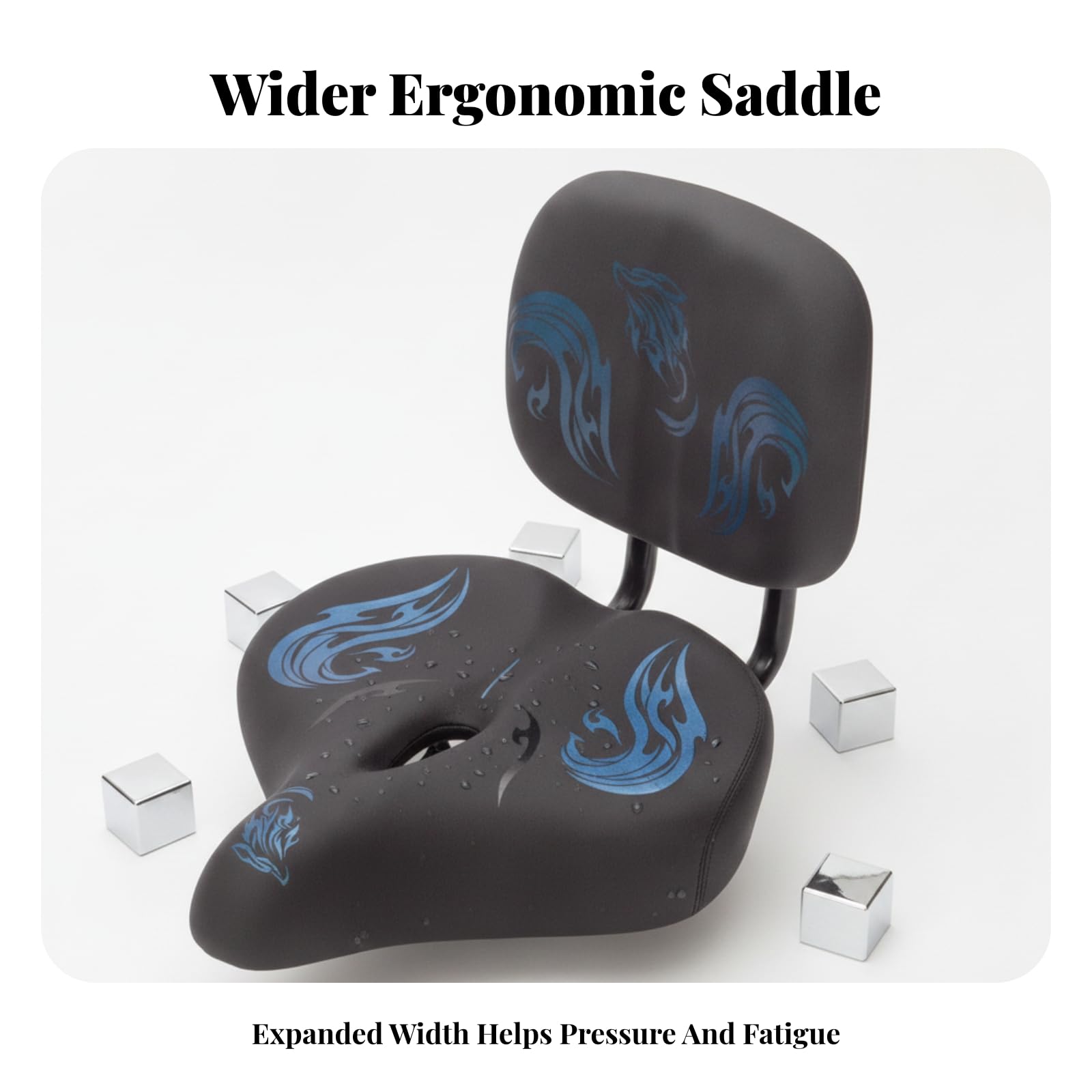 Cojín de Asiento para Eléctrico Sillín para Asiento con Respaldo Contorno Ergonómico y Ventilado con Recorte Central Soporte Trasero Acolchado con
