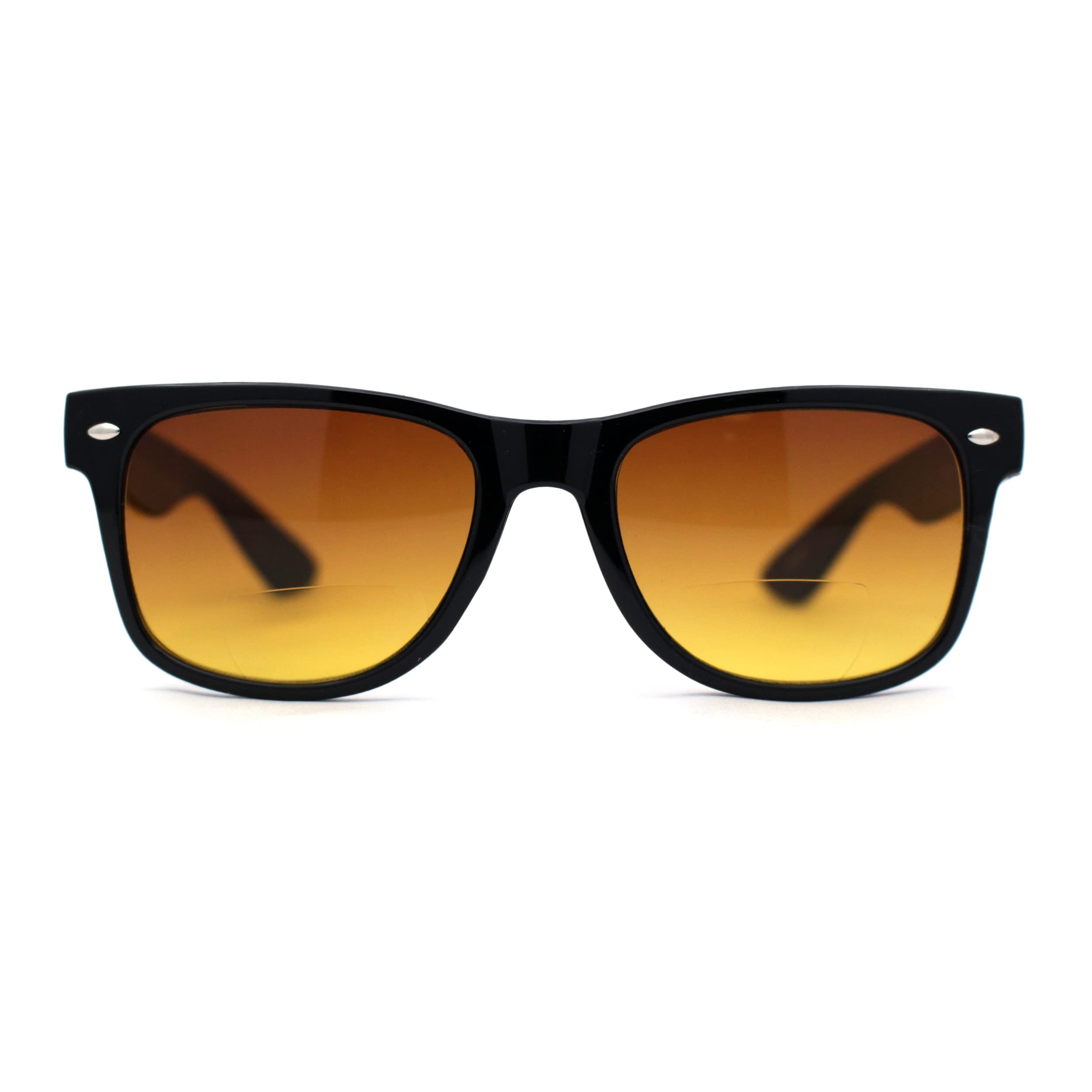 SA106 Retro Horn Rim Bi-focal Reading Sunglasses [Bifocal] Black Brown +1.0