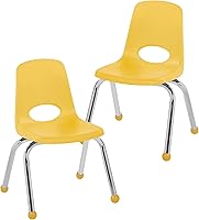 Vista 91 de FDP 13050-LG - Silla escolar apilable de 18 pulgadas, asiento apilable para estudiantes con patas de acero cromado y deslizadores giratorios