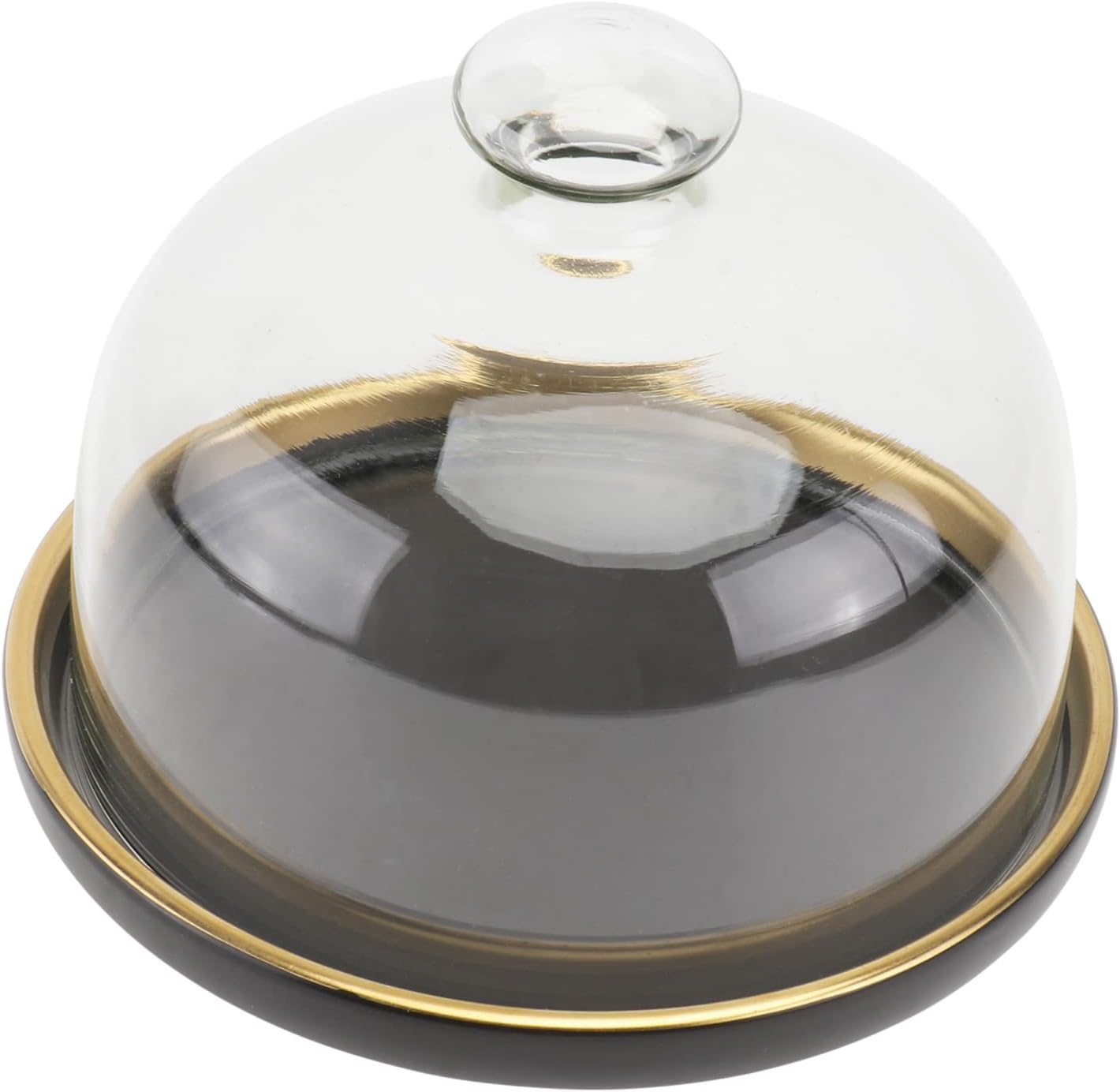 VALICLUD Transparent Glass Cake Cover with Ceramic Tray Set Food Preservation Dome Lid for Cakes Desserts Snacks Dustproof Display Plate for Bbq Picnic Party Use