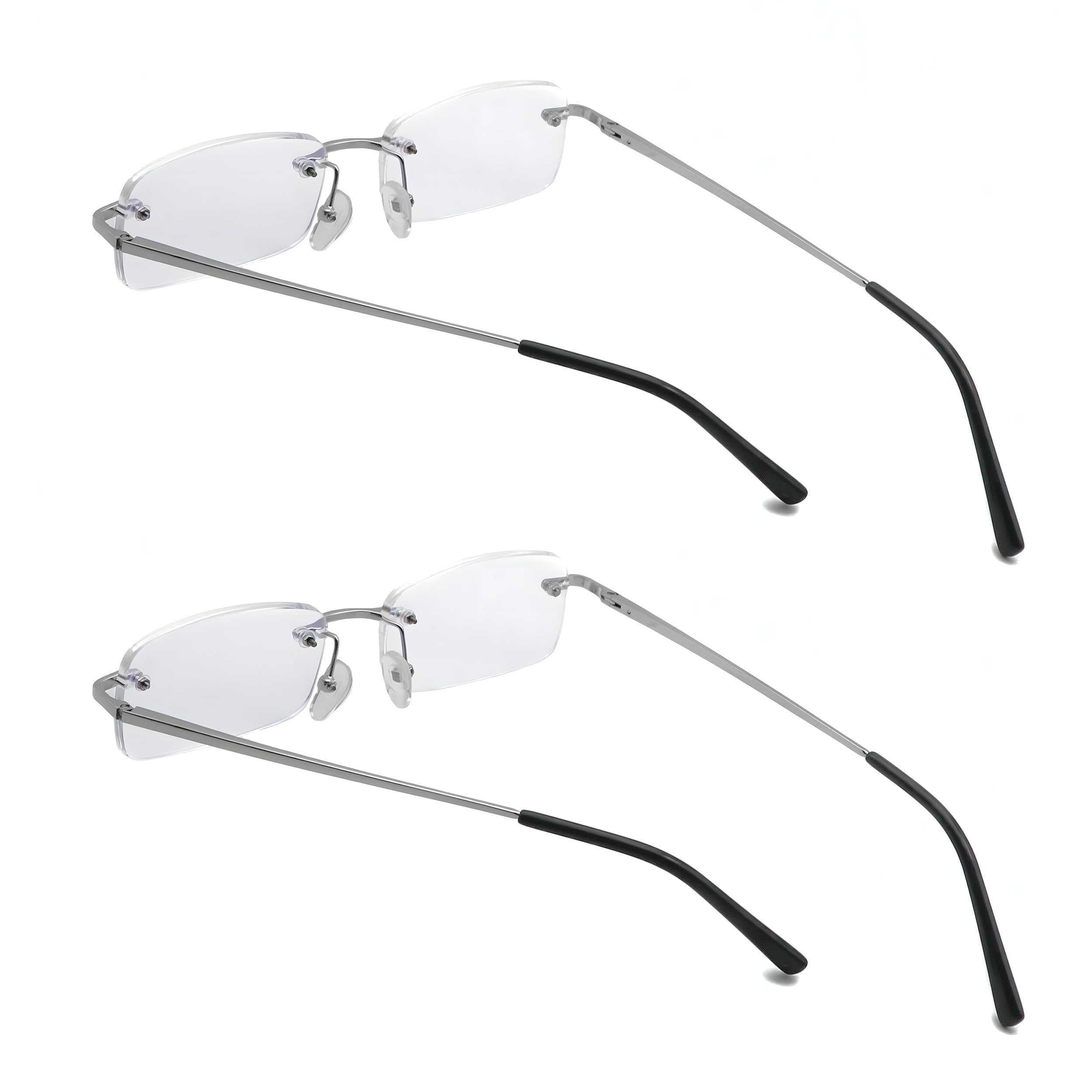 Gafas de lectura sin marco, para lectura de computadora, bloqueo de luz azul, lentes sin montura para hombres y mujeres