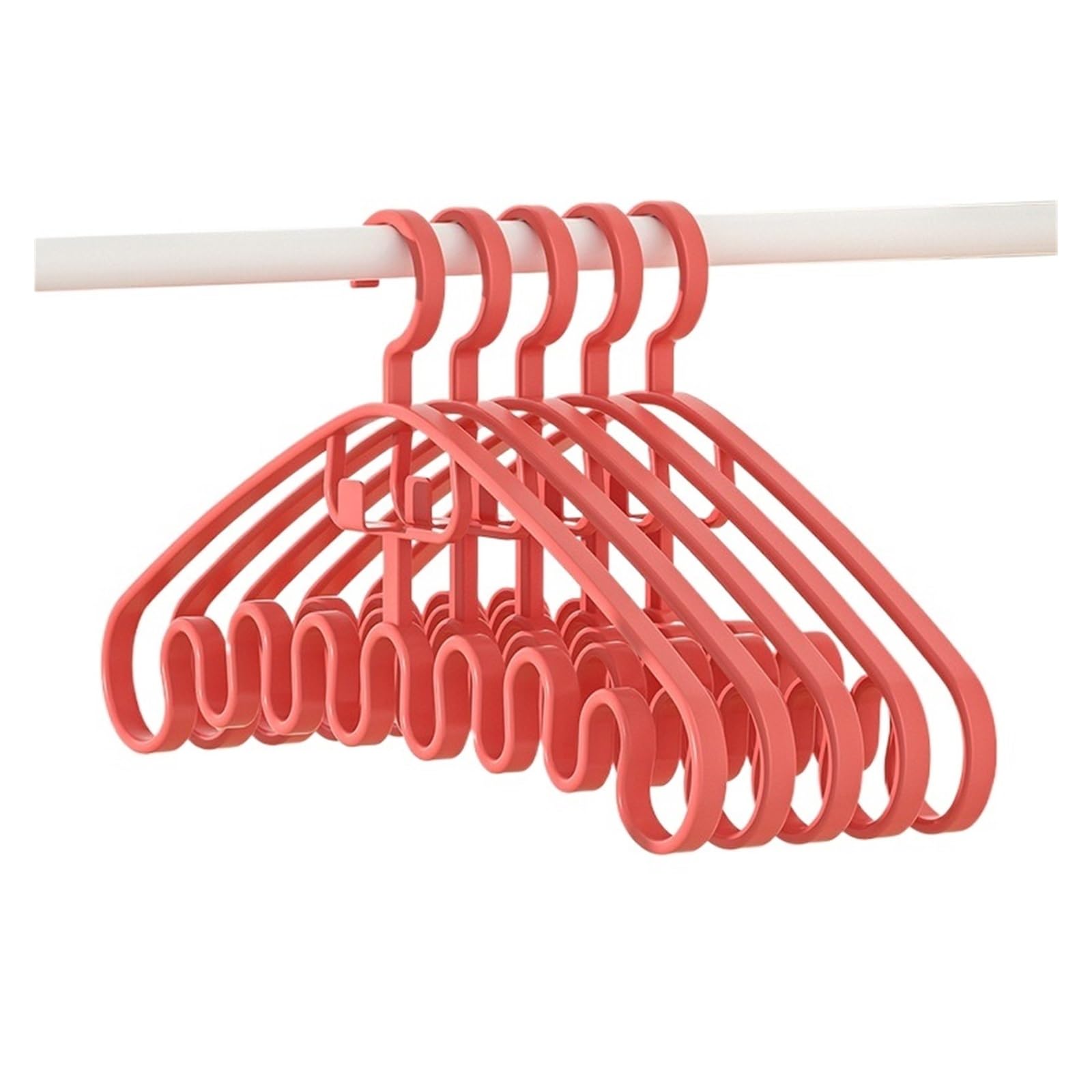 Multi-functional Clothes Hanger Strappy Skirt Space-saving Wavy Pattern Household Clothing Storage(Red,20PCS)