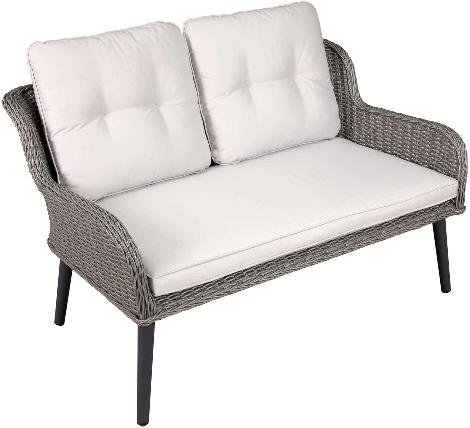 Dellonda Buxton Rattan Wicker Outdoor Lounge 2-Seater Sofa with Cushion, Grey – DG80 Dellonda Buxton Rattan Wicker Outdoor Lounge 2-Seater Sofa with Cushion, Grey – DG80
