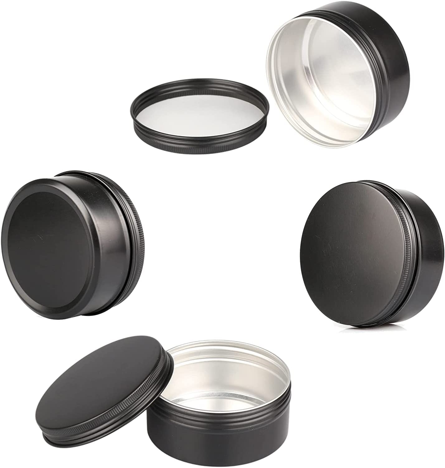 100 Stück 150ml Matt Schwarz Leere Rund Aluminiumdose mit Schraubdeckel Alu-Dose Aluminium Schraubdose Cremedose Kerzendosen Kosmetikdosen Blechdosen Aludose