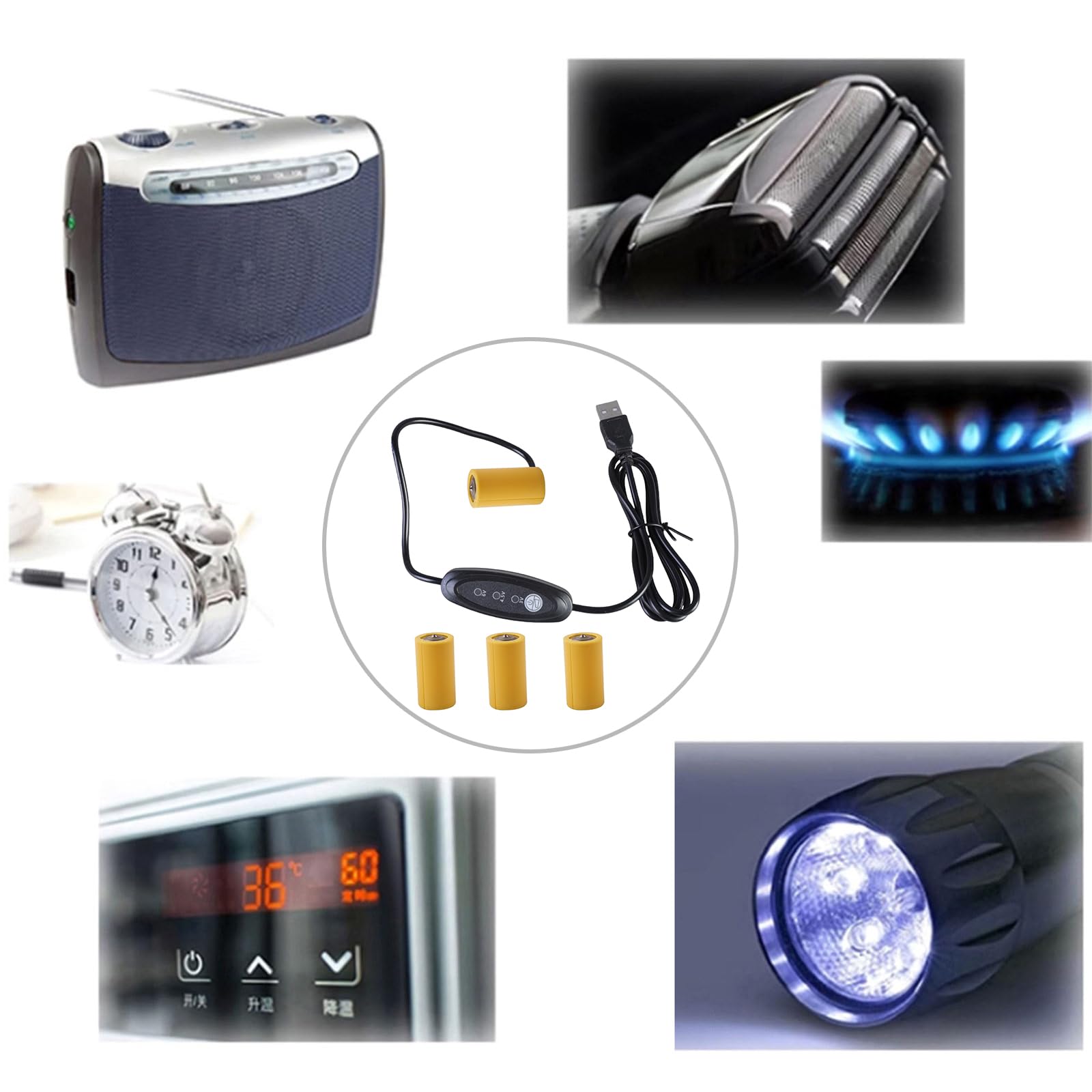 USB to 3V 4.5V 6V LR14 C Dummys Battery Cable for 2-4Pcs LR14 C Battery for Toy Controllers Water Heaters Torches