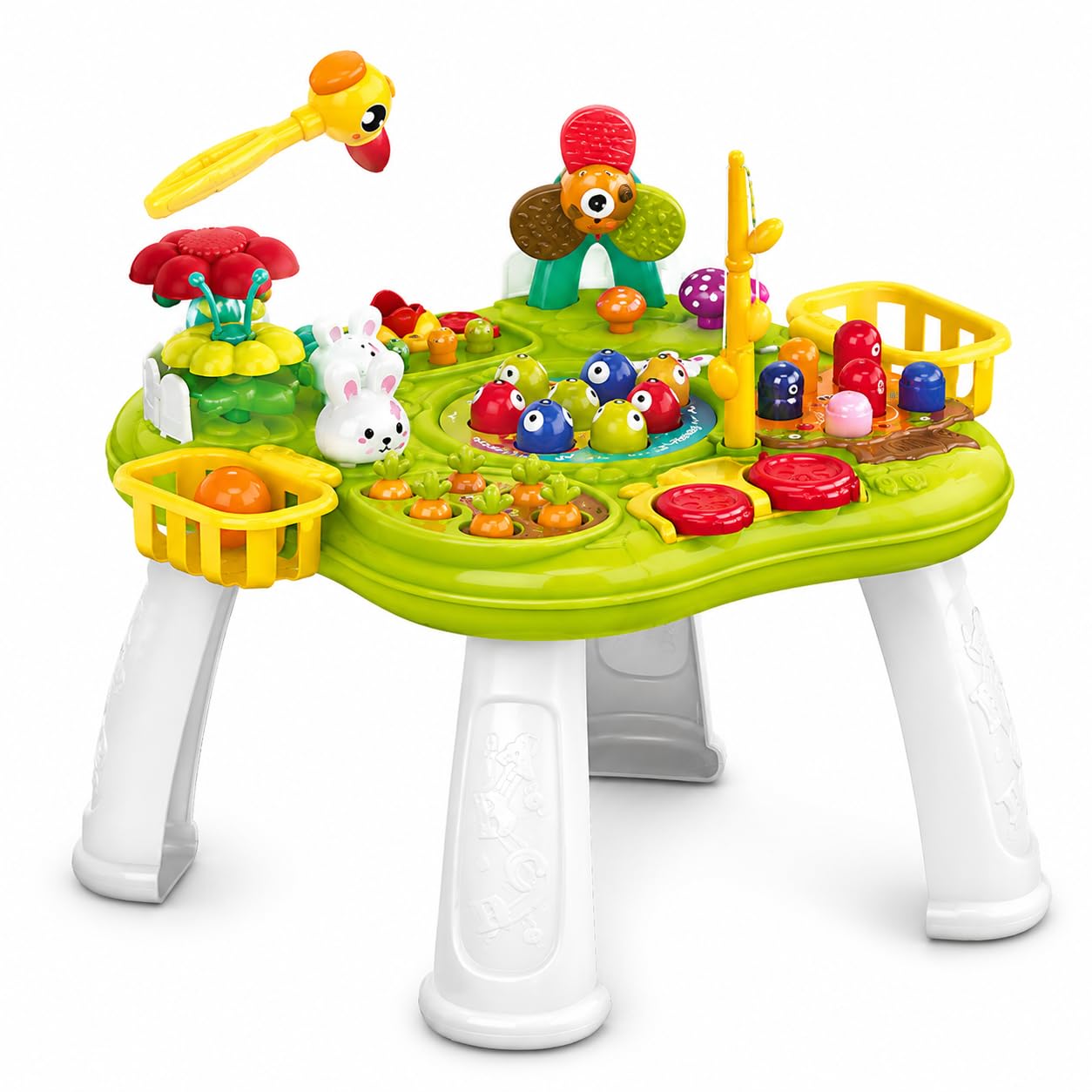 MMOBIEL Tavolo da gioco multifunzione 2 in 1 per bambini, 6 giochi di attività con luci e suoni, gambe rimovibili, tavolo educativo interattivo