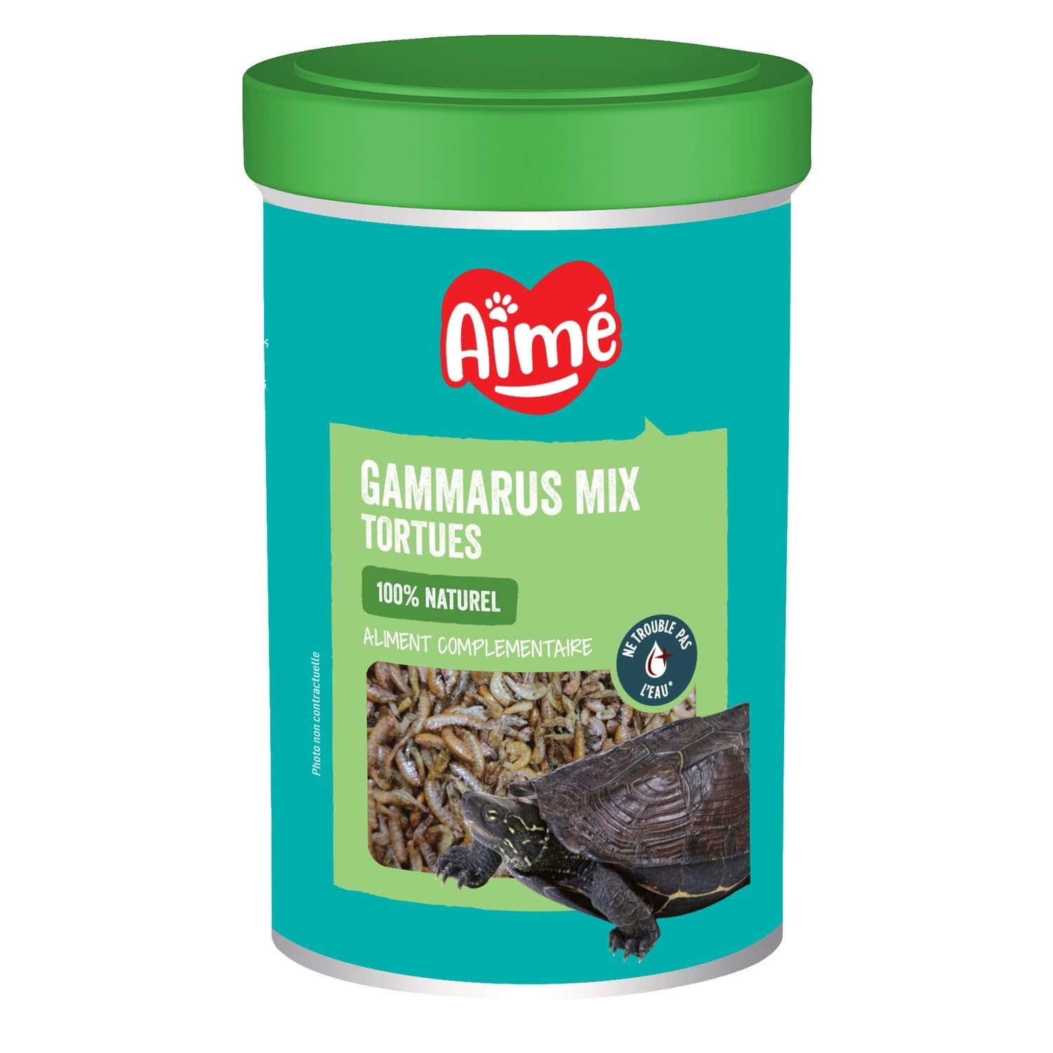 Aime Gammarus et Crevettes Séchées pour Tortue d'eau, Aliment Complet 100% Naturel, Flacon de 1 L - Lot de 2