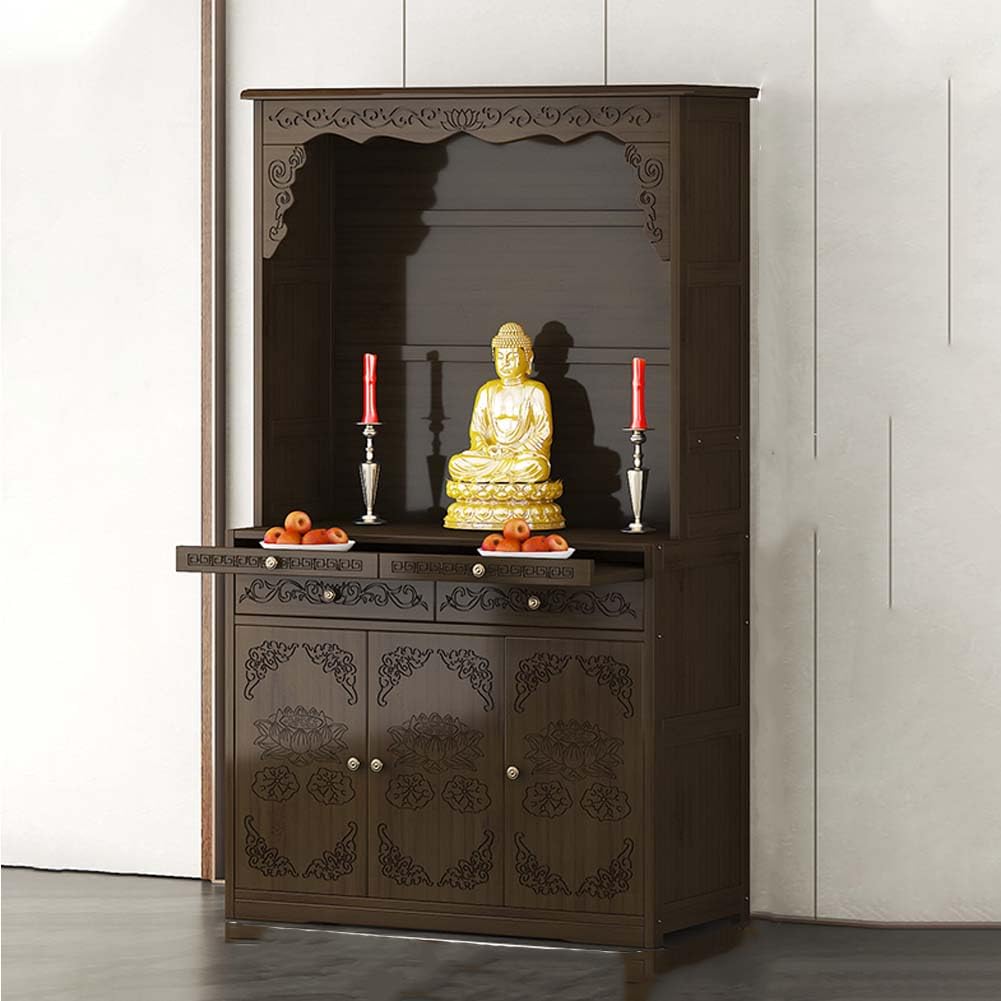 Personal Shrine Altar Table with Storage, Altar Cabinet, Meditation Prayer Table, Buddhist Altar, Meditation Chinese Buddha Niche Cabinet (100cm)