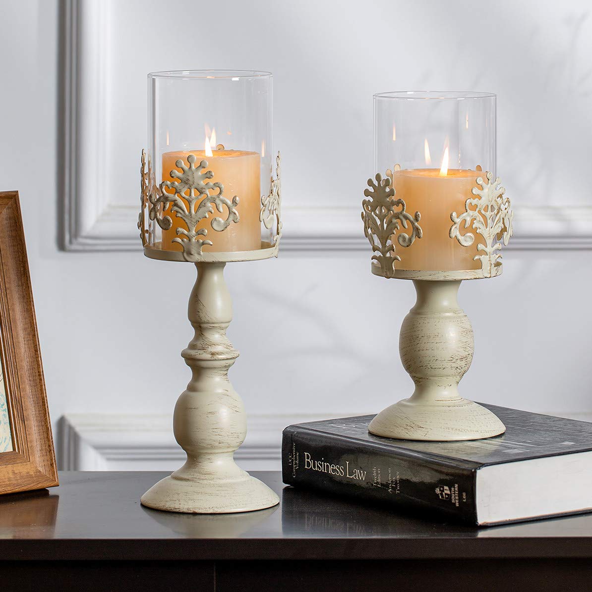 Centros De Mesa Decoracion Navidad Portavelas De Cristal De Huracán Para  Velas De Pilar, Decoración Vintage Para Centro De Mesa, Boda, Comedor,  Fiesta, Decoración De Navidad (oro Blanco, 4 Pulgadas De Ancho, image size:1194x1195