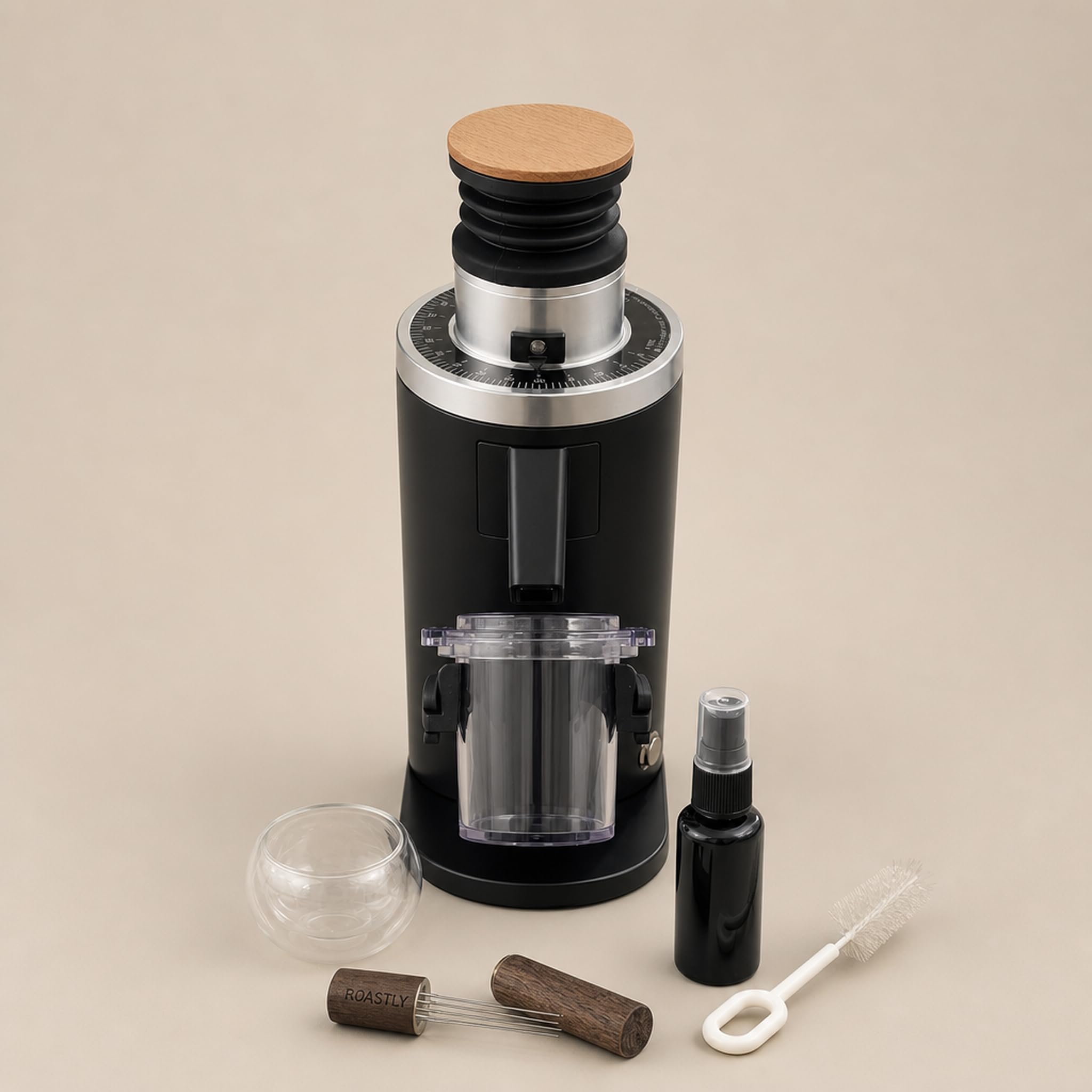 ROASTLY DF54 Kaffeemühle Gen 3 III V3/V4, Elektrische Einzeldosis-Kaffeemühle, Nahezu Retentionsfrei (Schwarz)