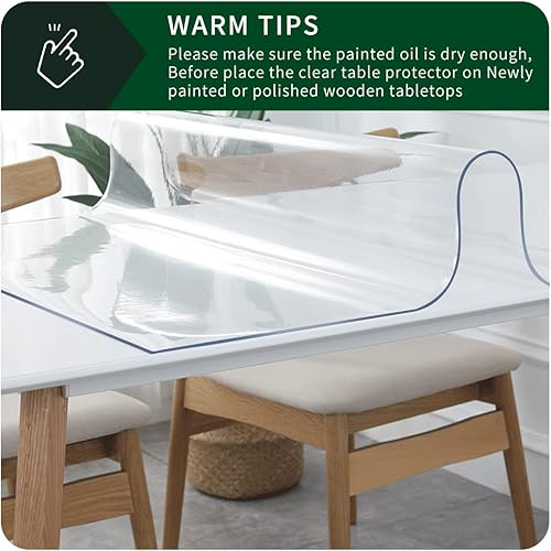 Miniatura 3 de Protector de PVC para mesa de comedor de 26 x 72 pulgadas, protector de vinilo transparente rectangular de plástico para mesa de oficina, mesa