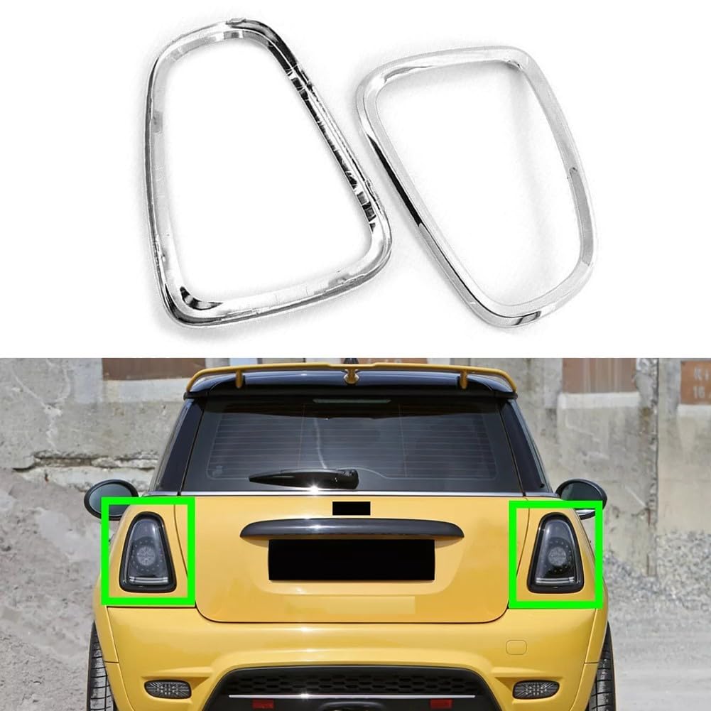 Kit di finiture per fanali posteriori, finitura argento, per Mini Cooper R56 R57 R58 R59 2007-14, 2 pezzi per installazione a copertura completa
