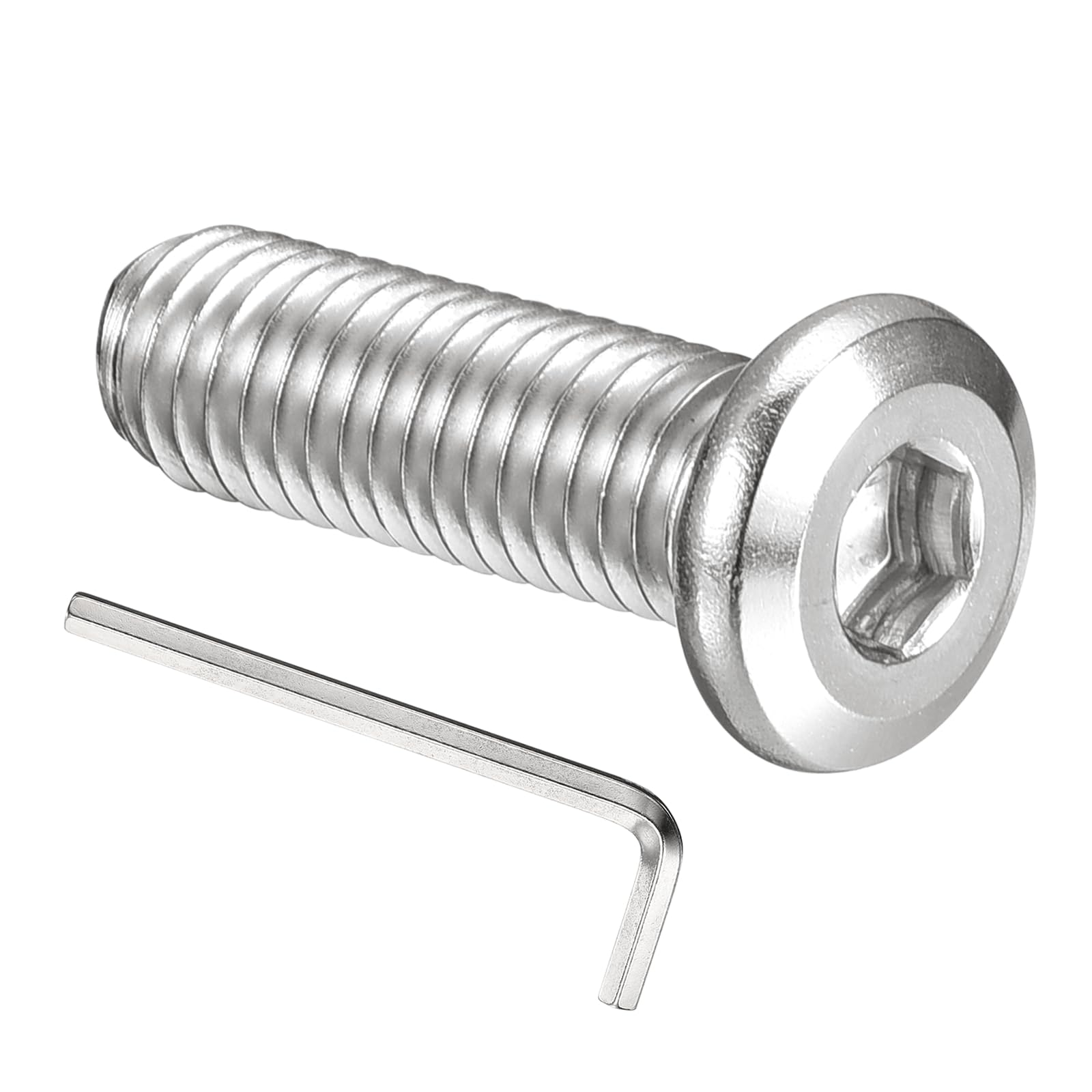 PATIKIL M8x25mm Flat Head Hex Socket Cap Screws Bolts, 20PCS 304 Stainless Steel 18-8 Furniture Bolt with Hex Allen Wrench for Bed Chair Repairs Ship Assembly Mechanical Industry, Silver