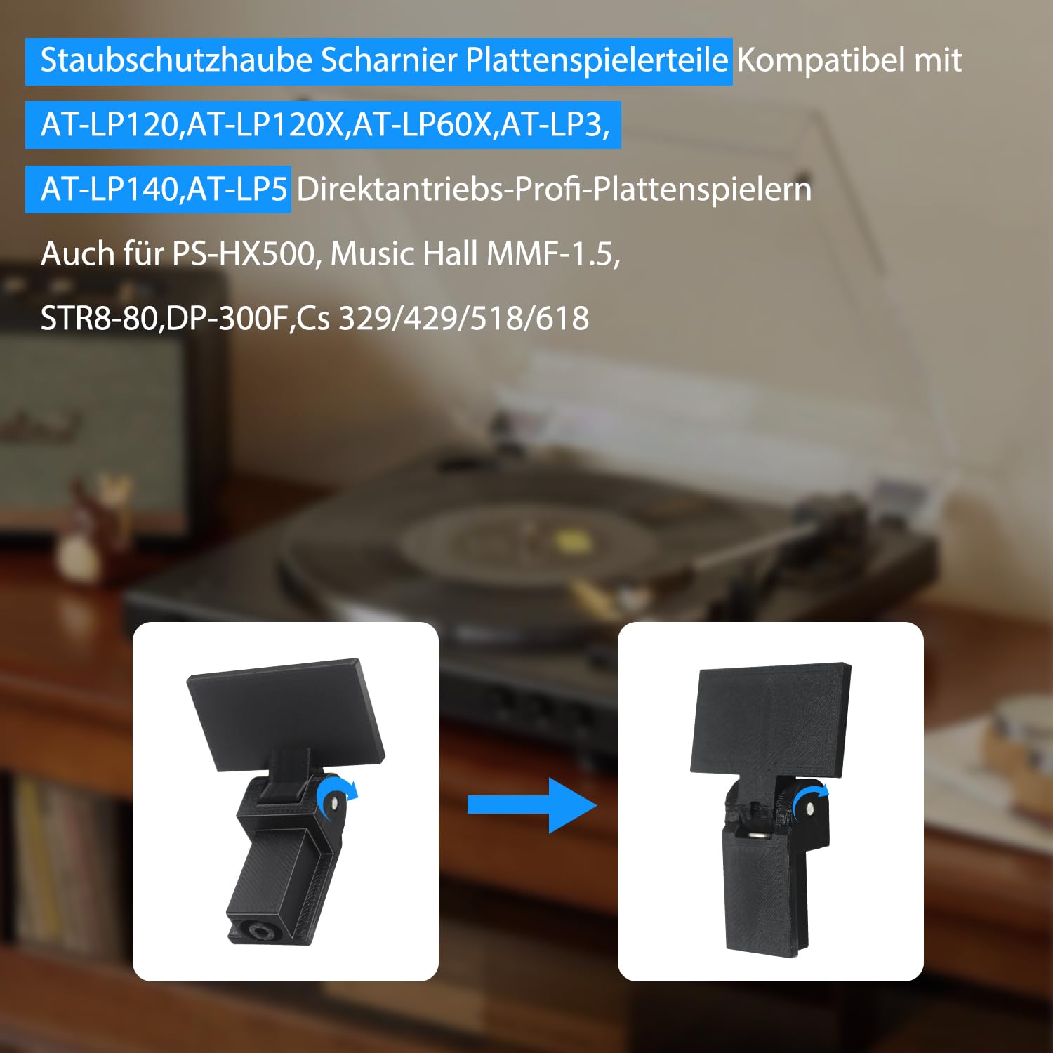 2Pcs Staubabdeckung Scharnier Plattenspieler Teile Kompatibel mit PS-LX310BT/AT-LP60xBK/AT-LP60XBT/AT-LP120xBTUSB Modelle von Plattenspielern