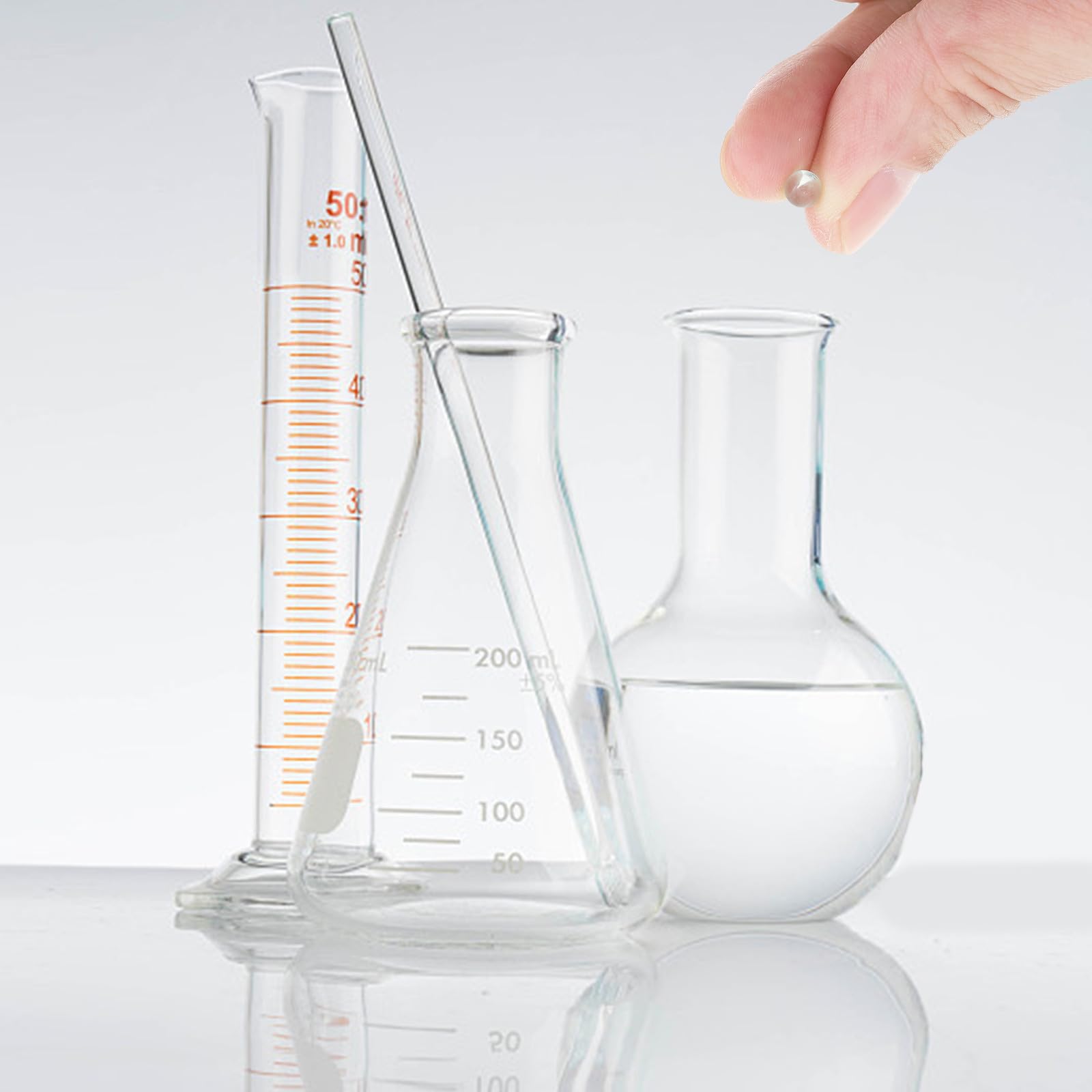 Cabilock Perlas de Vidrio Experimentales de Alta Precisión Φ8Mm Resistentes al Calor y Desgaste Perlas Antiebullición para Experimento de Laboratorio Material Vidrio Sódico-Cálcico Uso