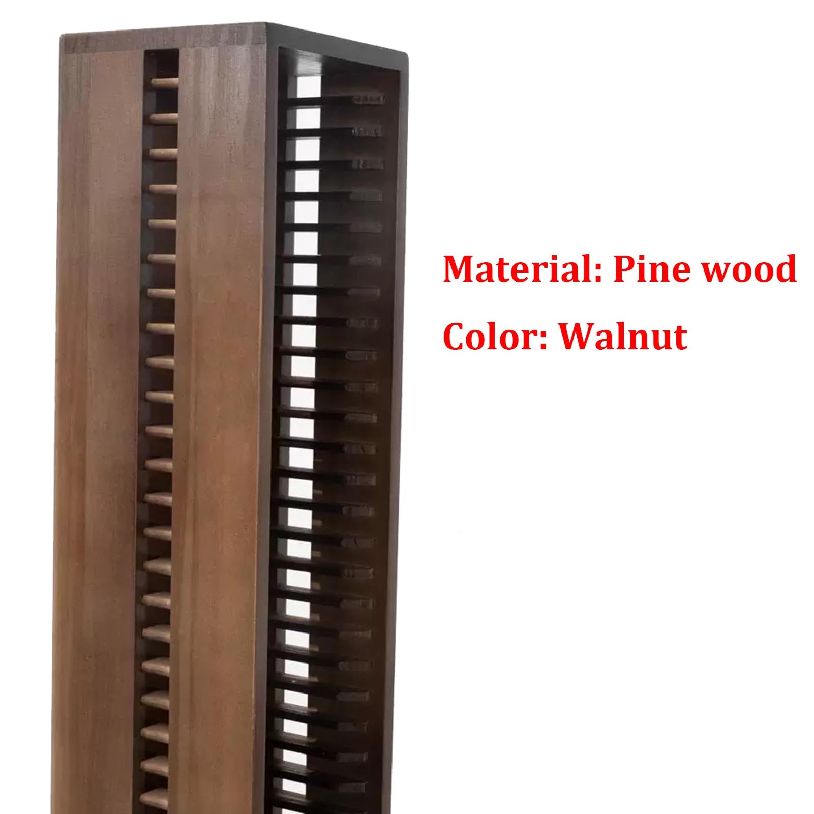 Supporto per CD in legno di pino di noce retrò, verticale da pavimento, per film e musica, grande capacità, contiene 60 custodie per dischi, perfetto per la nizzazione home theatre.