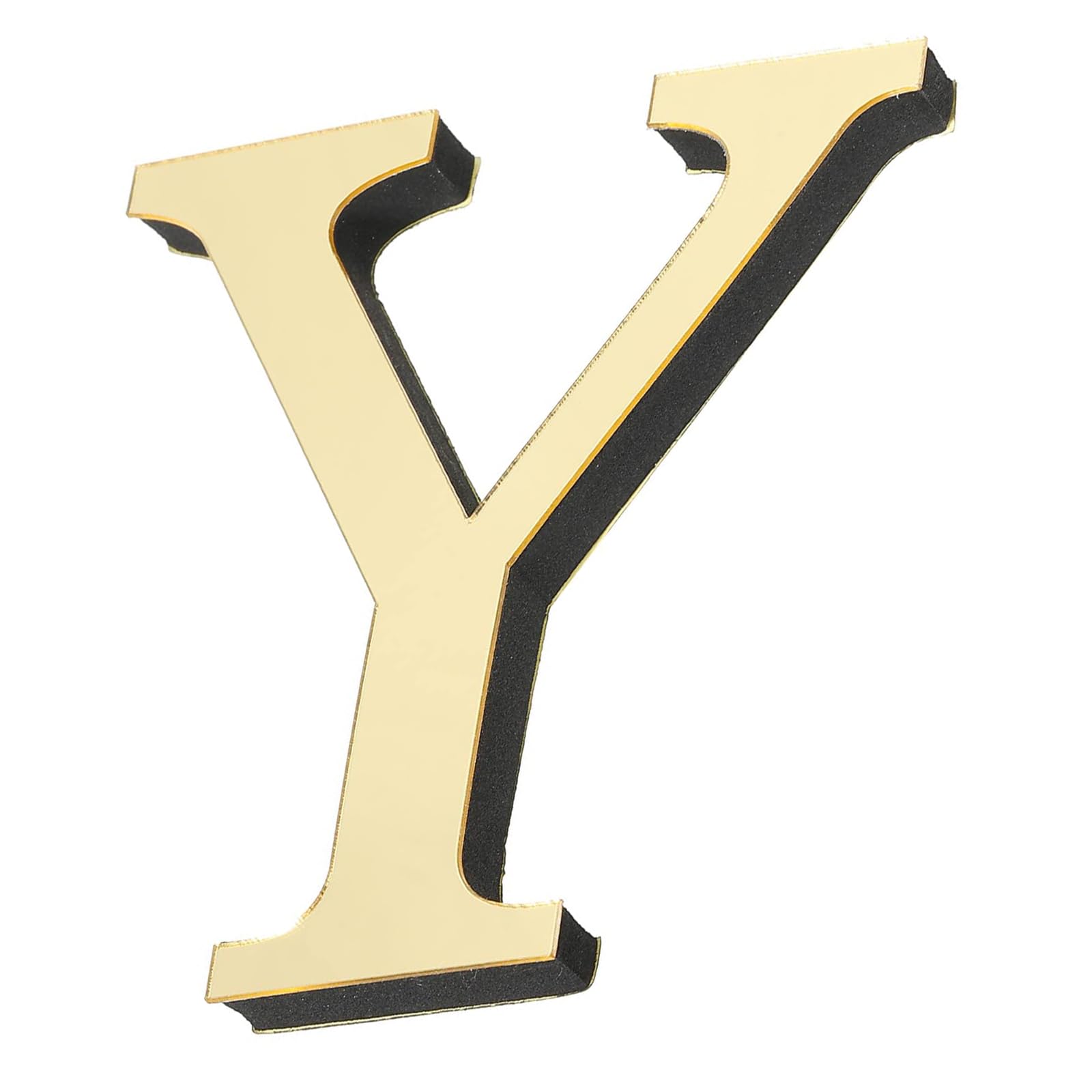 TA-VIGOR 3D Acrylic Alphabet Wall Stickers, Mirror Letter Y Self-Adhesive for Wall Decor for Birthday Party Wedding Home Room Letter Sign Decoration, Light Gold