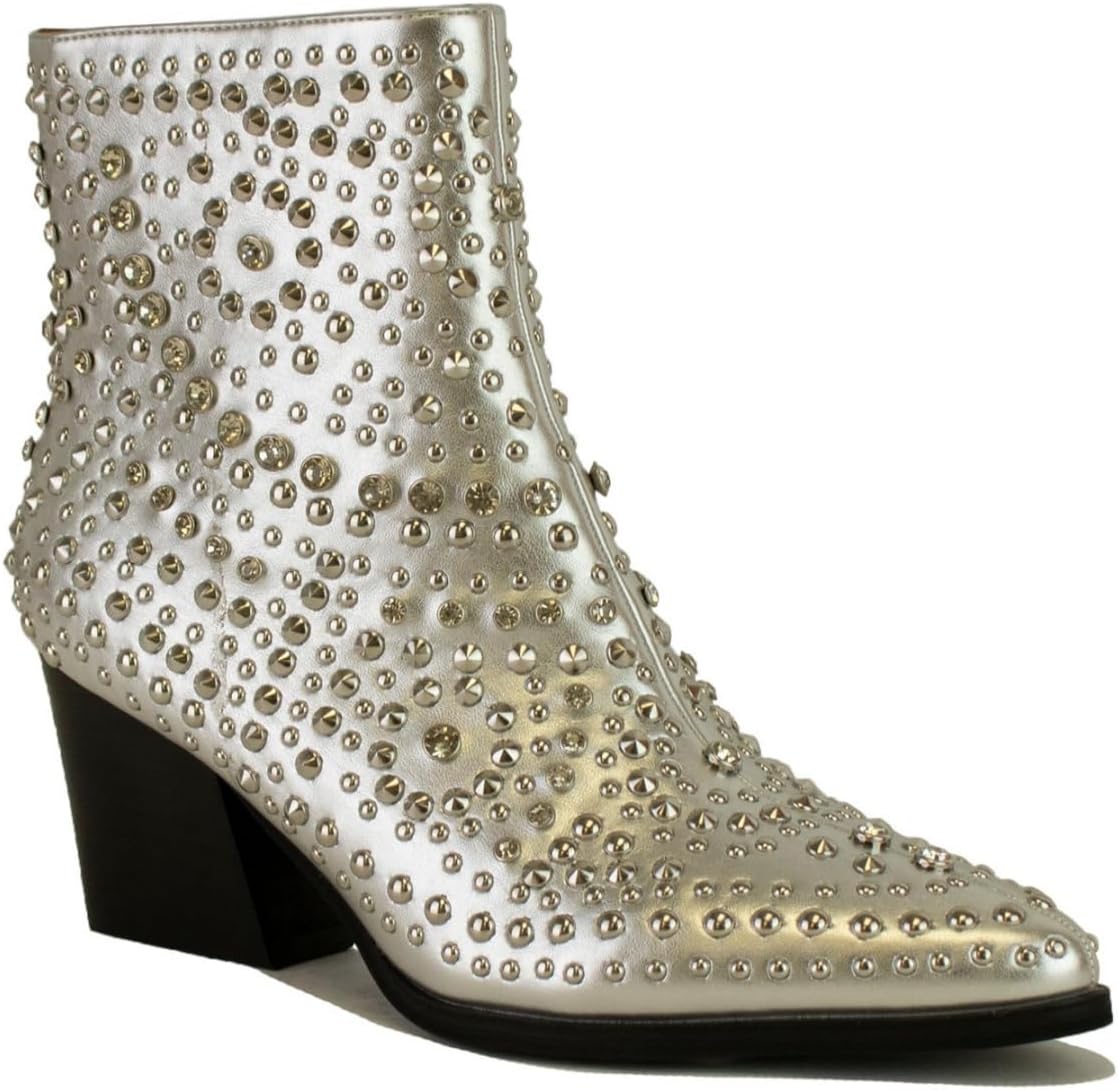 Women's Studded Ankle Boots Western Rhinestones Booties Cowgirl Boots Pointed Toe Boots Cowboy Boots