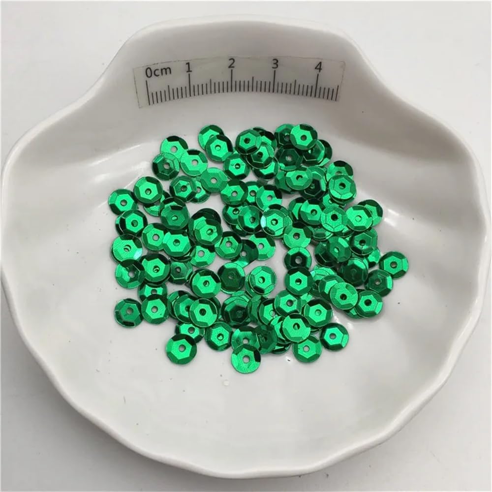 10g 3mm 4mm 6mm 10mm Silver-Base Cup Sequins Paillettes for Clothes Hat Shoes DIY Handmade Accessory(Dark Green A4,10g 10mm)