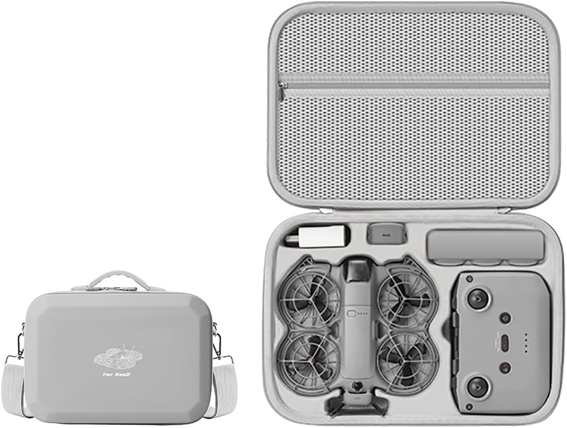 M.G.R.J® Carrying Case for DJI Neo 2 Drone, Waterproof & Anti-Slip Portable Shoulder Bag for DJI Neo 2 Fly More Combo Drone and Compatible with RC-N3/RC-N Remote Controller (Hard|PU Leather|Grey) — Amazon image 9