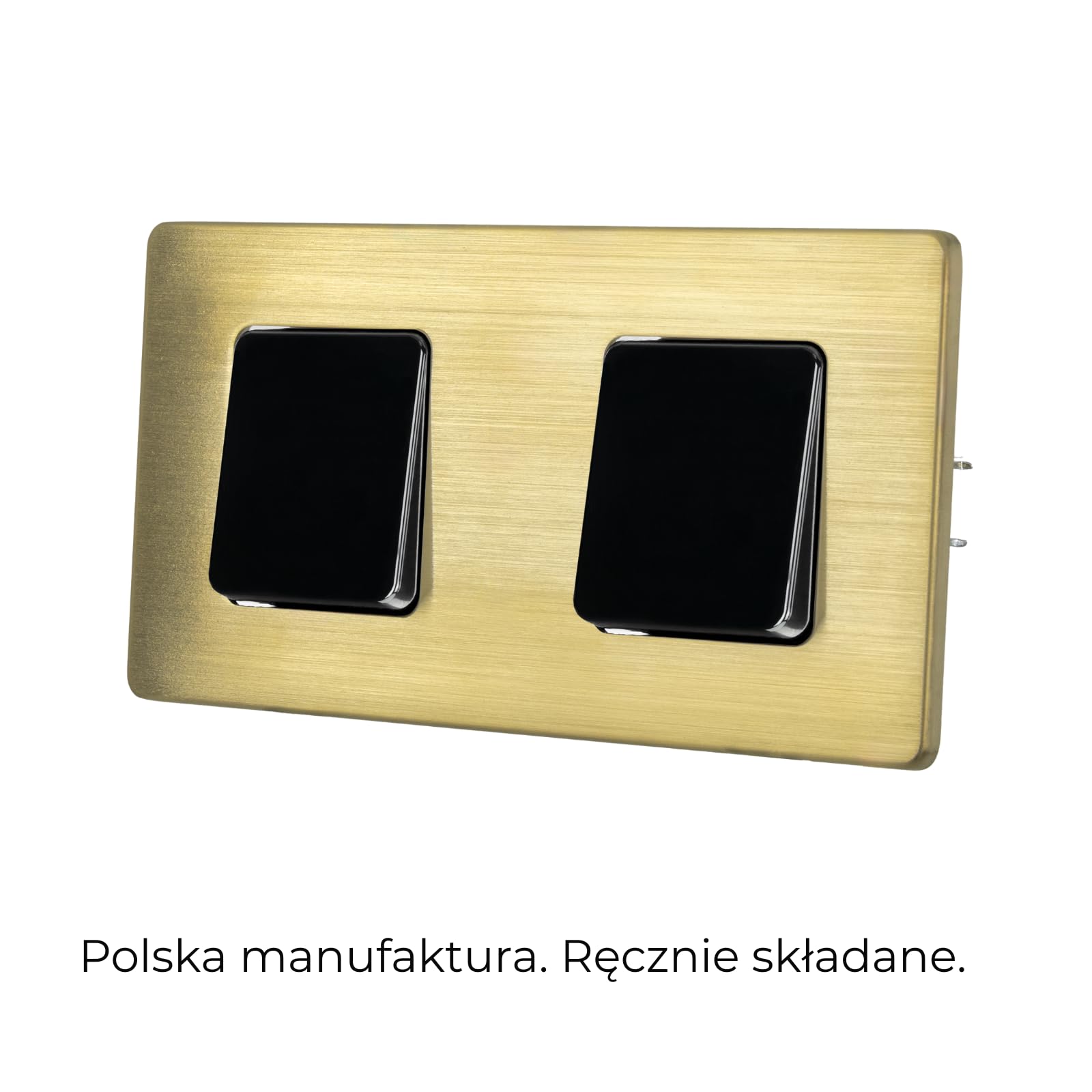 Włącznik Światła Podwójny Czarny Krzyżowy Stal Szczotkowana PVD Brass