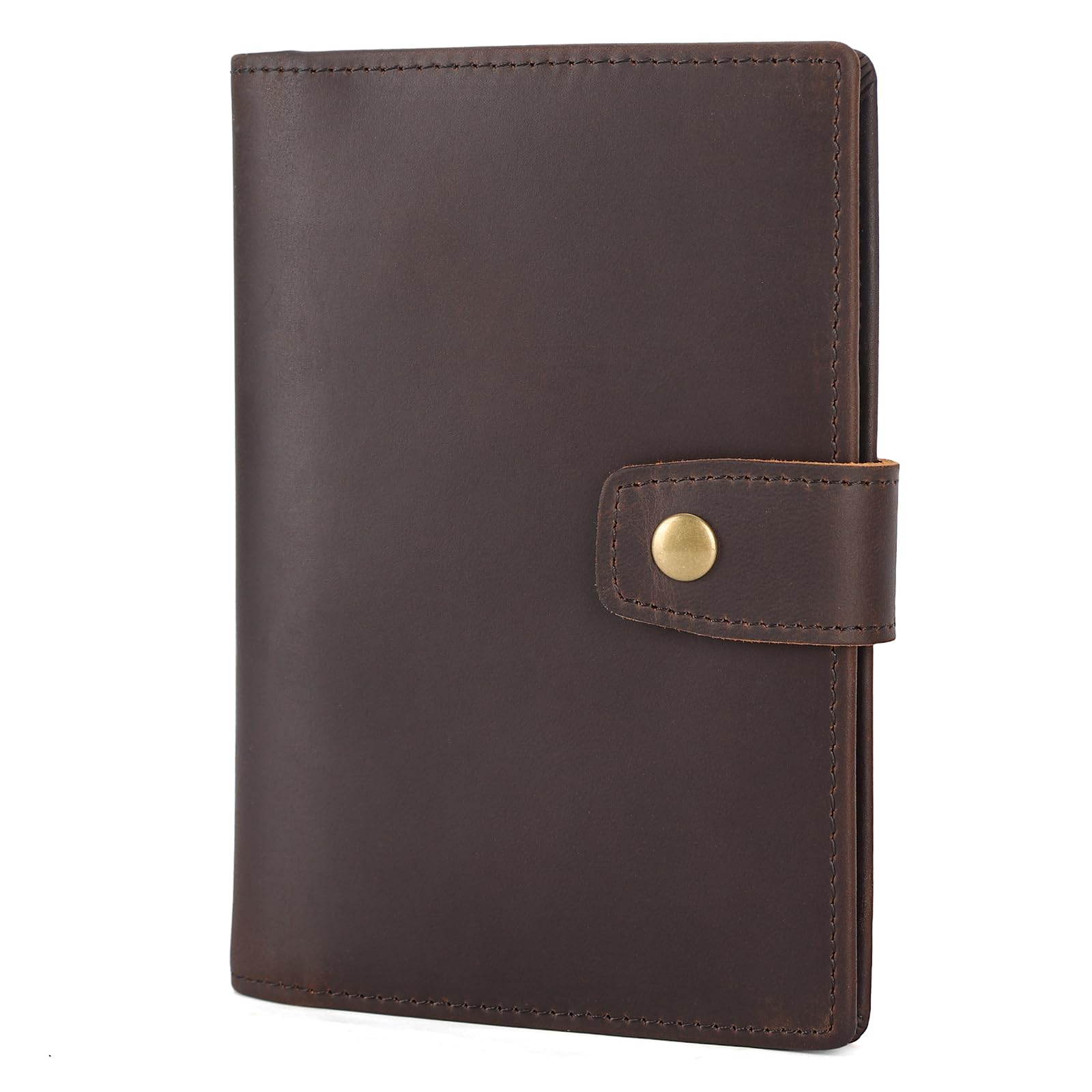 Polare Slim RFID Blocking Leather Passport Holder Travel Bifold Wallet For Men, Dark Brown(Snap Version), Bifold Leather Passport Holder-image-9