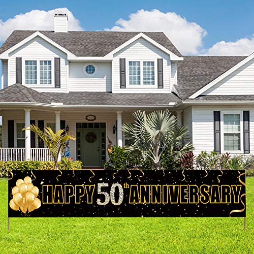 Yoaokiy happy 50th anniversary banner decorations, blac…