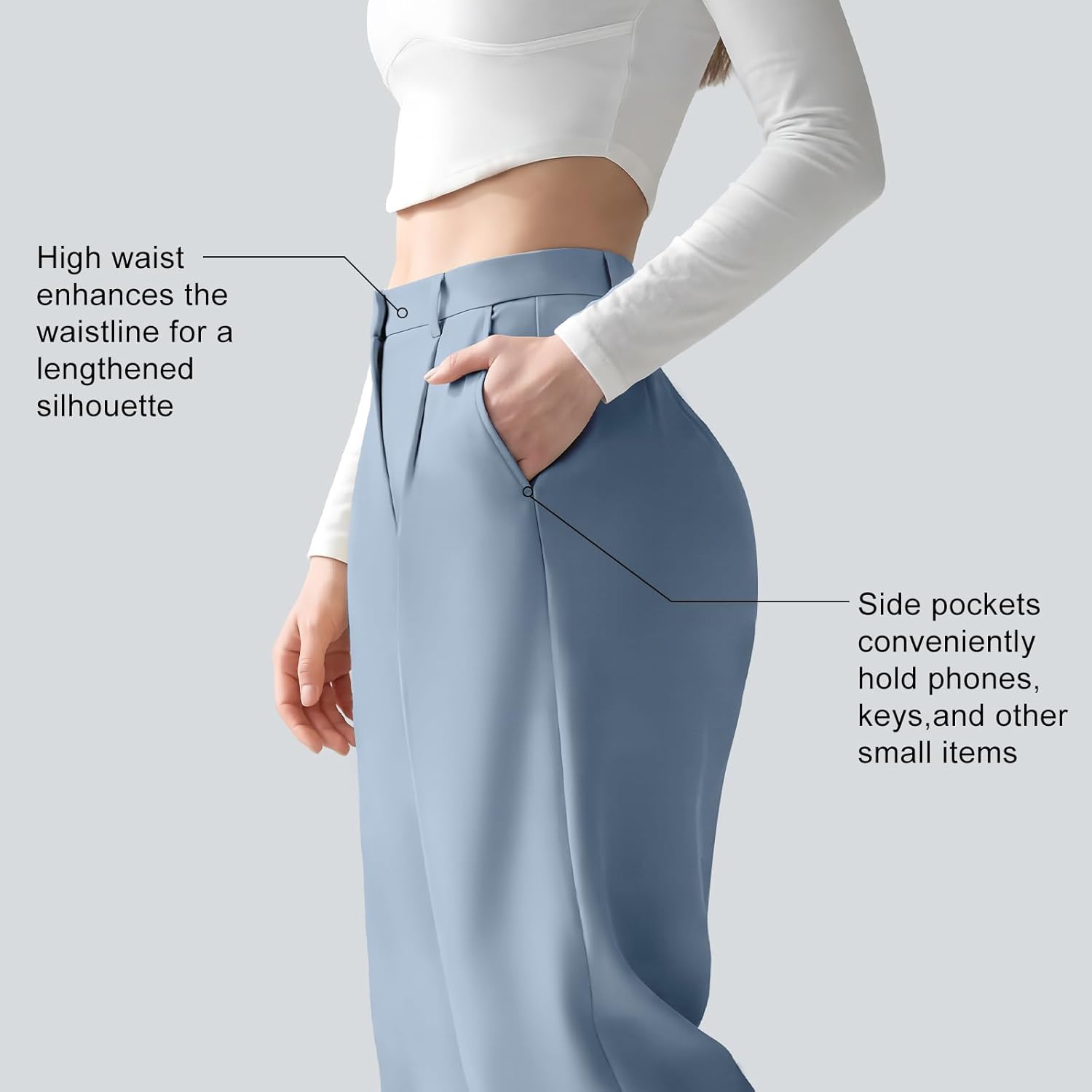 OctMoon Women's Stretchy Straight Leg Dress Pants - High Waisted Business Casual Office Work Slacks