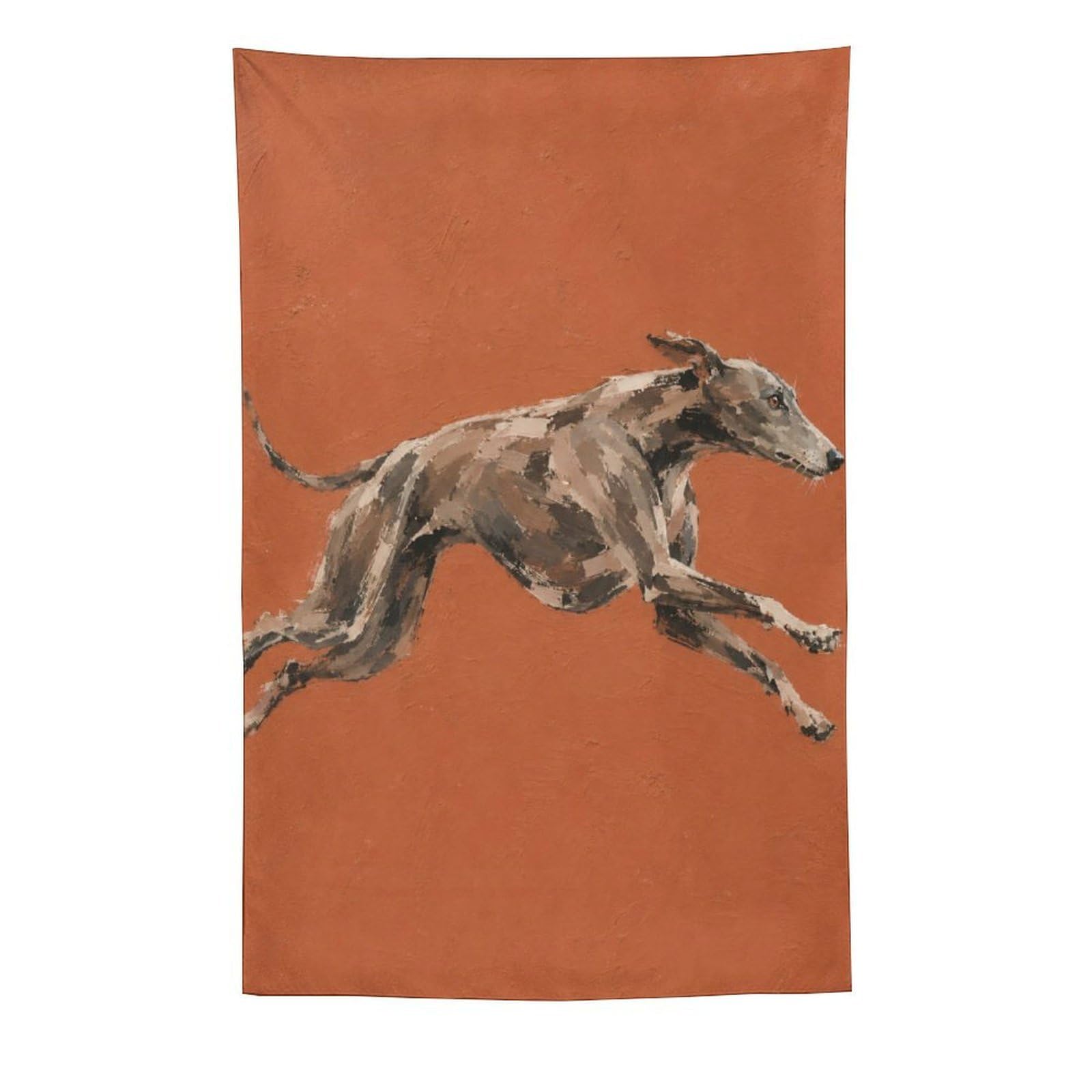 W7C8U2X3 Running Greyhound Wall Tapestry, Realistic Illustration, Backdrop