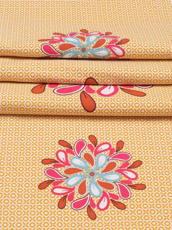 Image of Blanc 9 Vivid Home & Kitchen Pure Cotton Printed 4 /6 Seater Table Runner| (33X182) Cm, Beige, Rectangular)