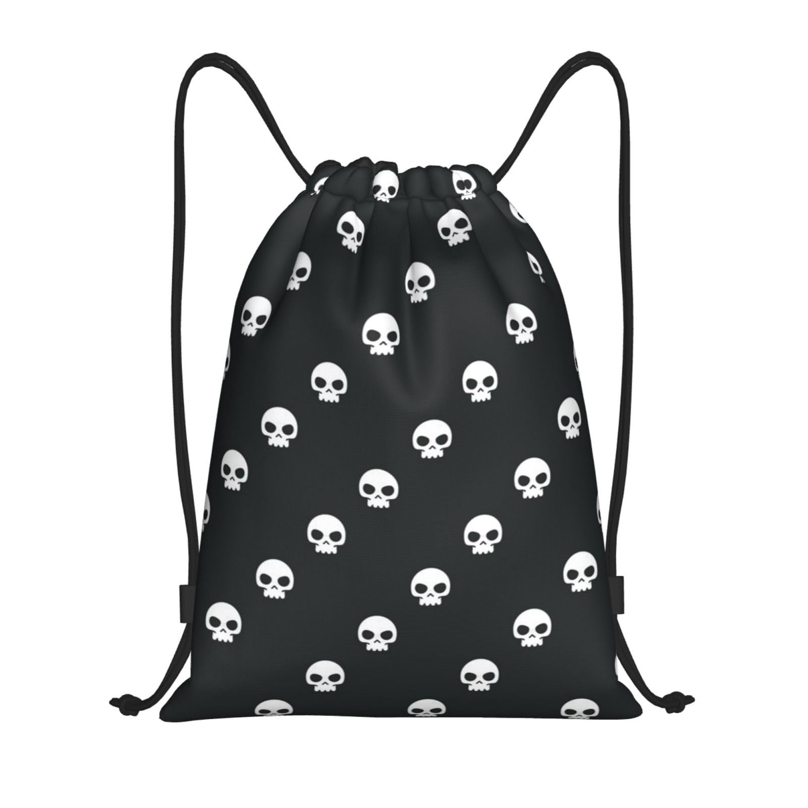 WKSGDSG Skull Print Drawstring Backpack Waterproof Gym Bag with Adjustable Lightweight Swim Pool Bag for Men Women Beach Bag Sport String Bag Shopping Travel Sackpack