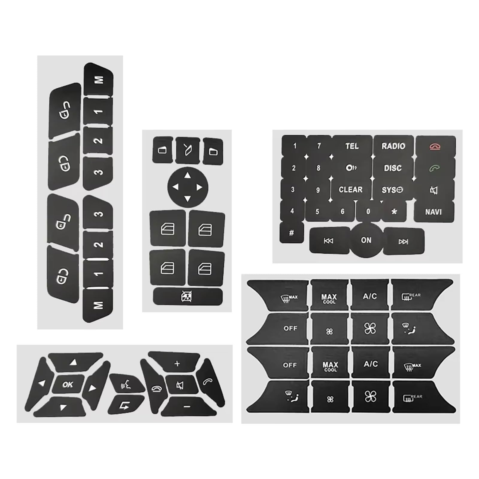 Button Trim Compatible with Benz C SLK CLS E SL A B GLK Class W204 S204 C204 R172 W218 W212 C207 A207 R231 W176 W246 X204 Car A/C Radio Button Decals(Model A)