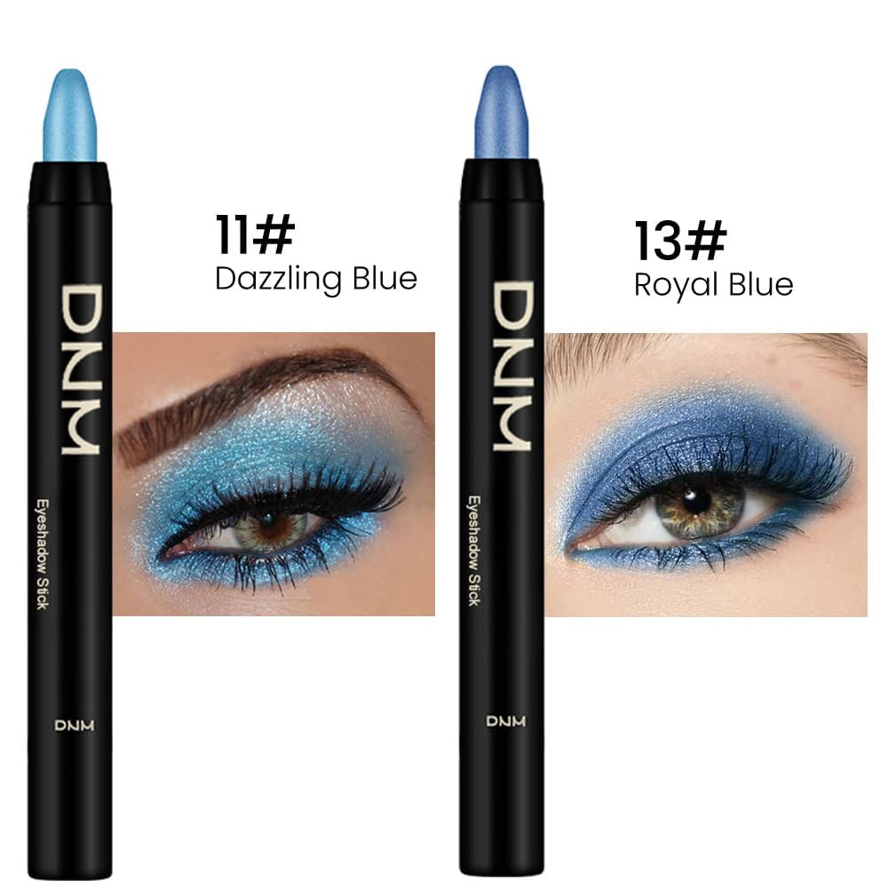 evpct 2Pcs Creme Lidschatten Stifte Set für Augen Schimmer Augen Buntstift Schattenaufheller Stick Bleistift Bulk (11# Schillerndes Blau & 13# Königsblau, 2er-Pack)