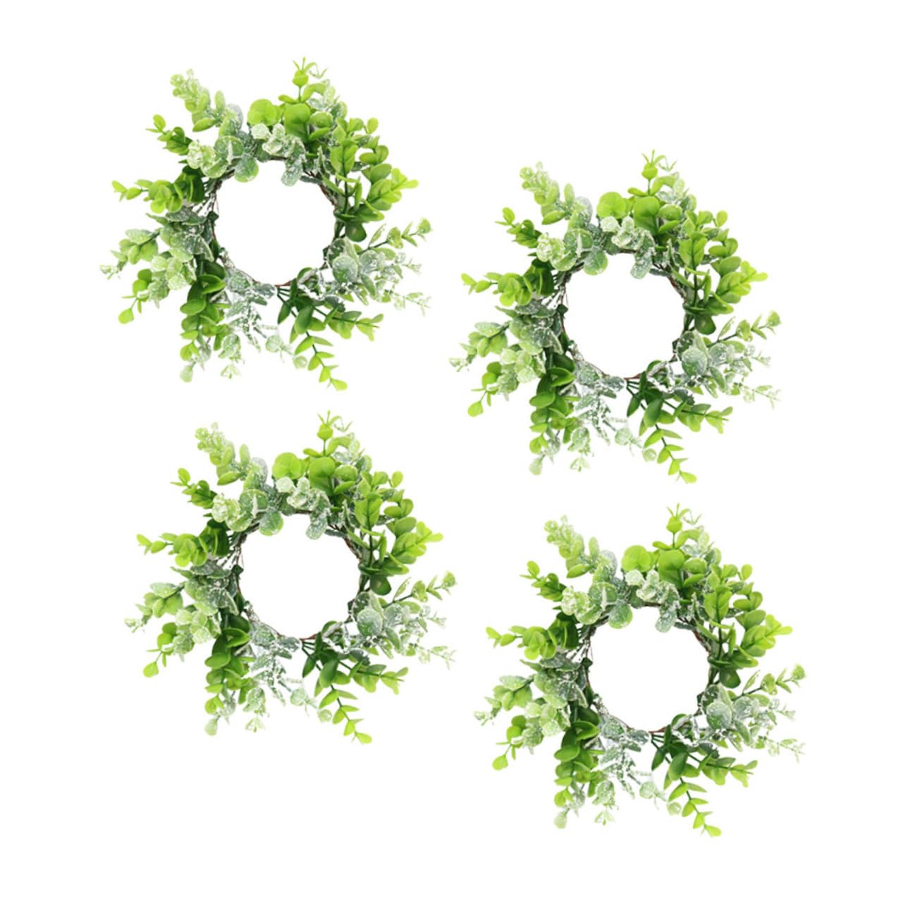 Zerodeko 2 Sätze Kerzengirlande Kerzenring Kranz Dekorationen Eukalyptus Drinnen Verlassen Blätter Realistisch Hochzeit Mittelstücke Weihnachtskranz Girlande Eisen Green 4 Stück * 2