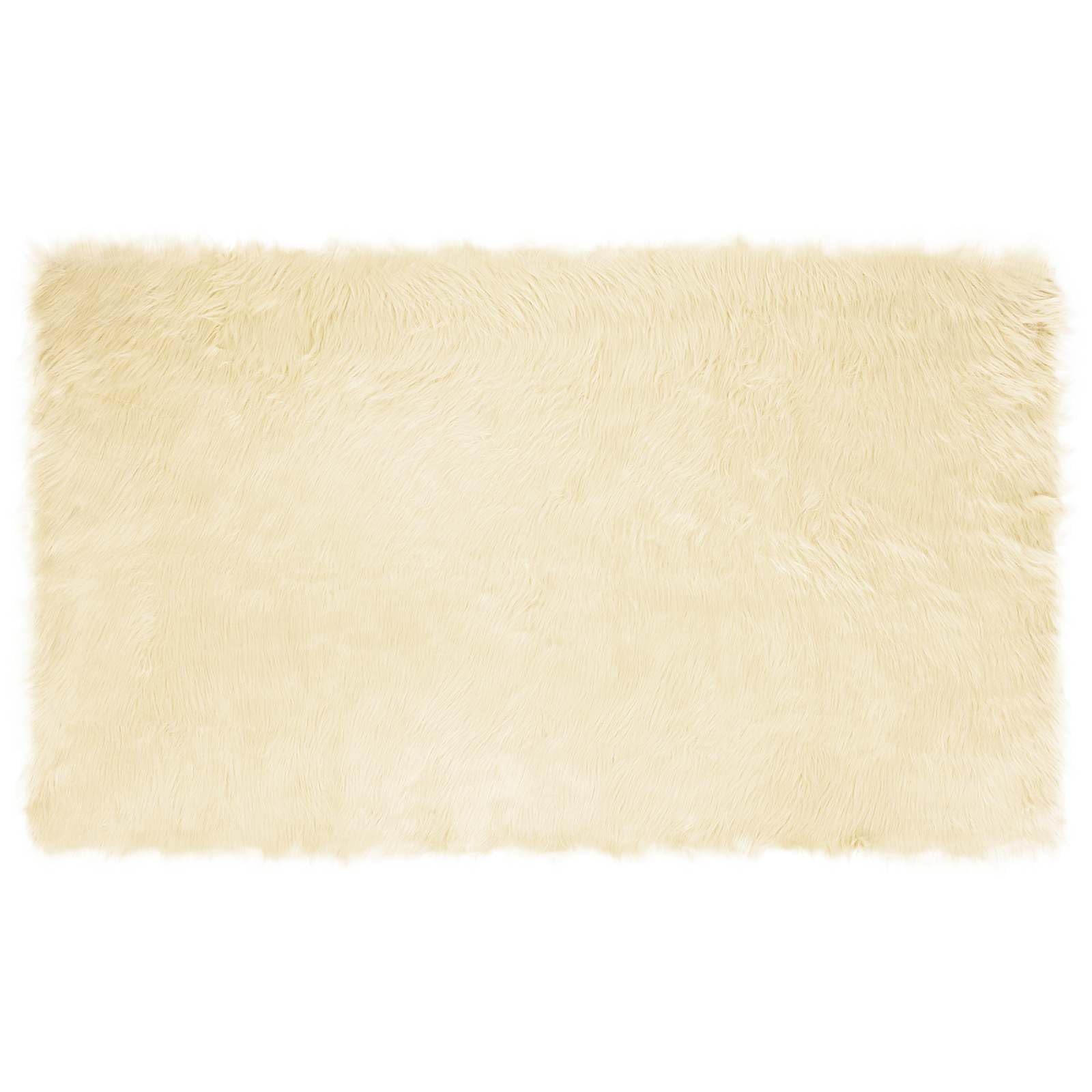 Tapis salon fausse peau de mouton crème doux tapis poils longs chambre 100x200