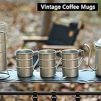 Vista 6 de Vintage Coffee Mugs Stainless Steel Mug with Handle Camping Coffee Mugs Outdoor Hiking Cup Lightweight Camping Gear for Men Backpacking Mug, Set of
