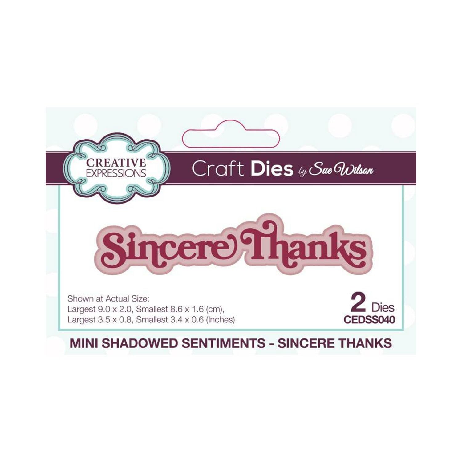 Creative Expressions Sue Wilson Mini Shadowed Sentiments Sincere Thanks Craft Die