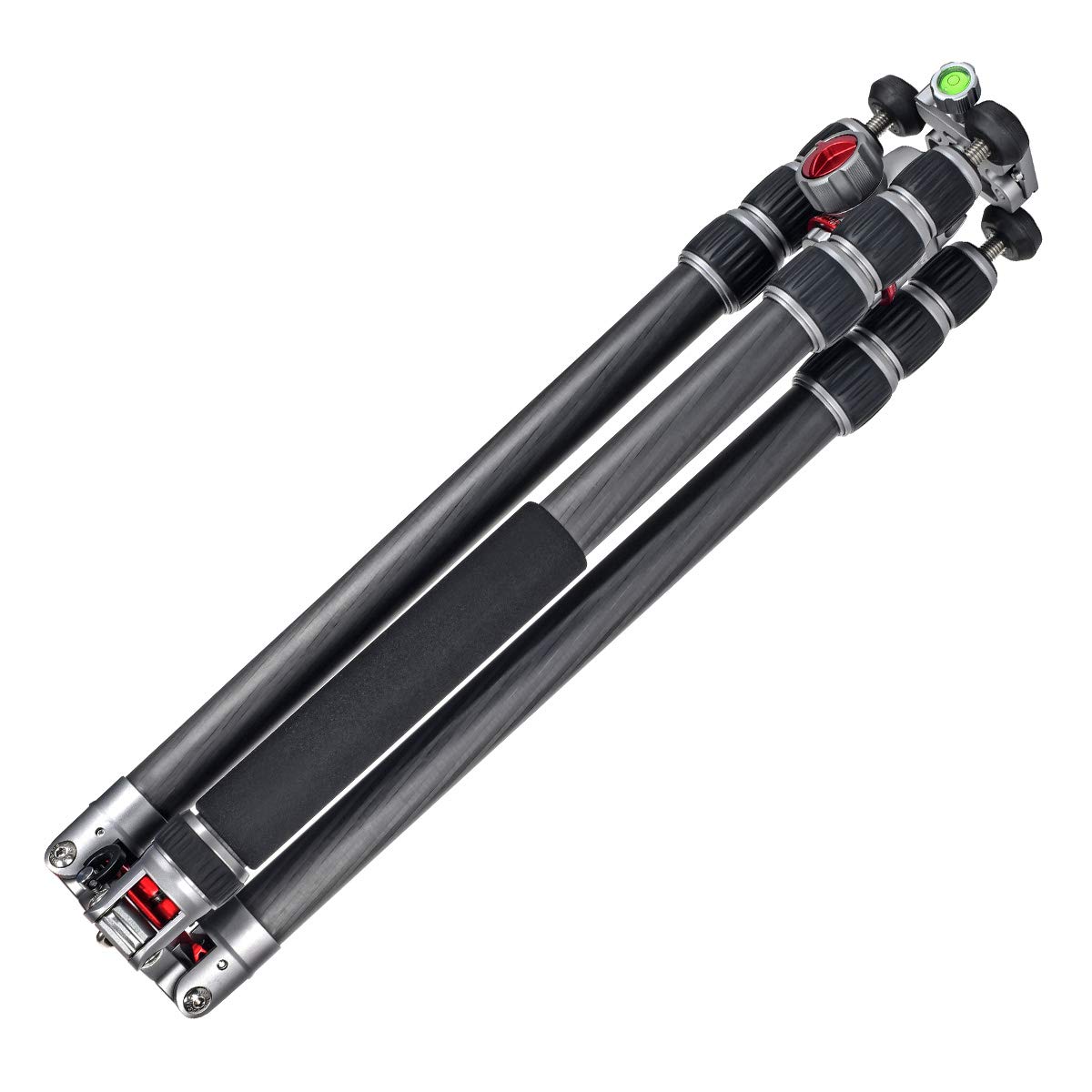 Węgiel statyw turystyczny JUSINO TK-284C z precyzyjną głowicą kulową frezowaną CNC, FGS-36, do 171,5 cm wysokości całkowitej, z odwracaną kolumną środkową, jedna noga statywu może być używana jako monopod, w zestawie torba
