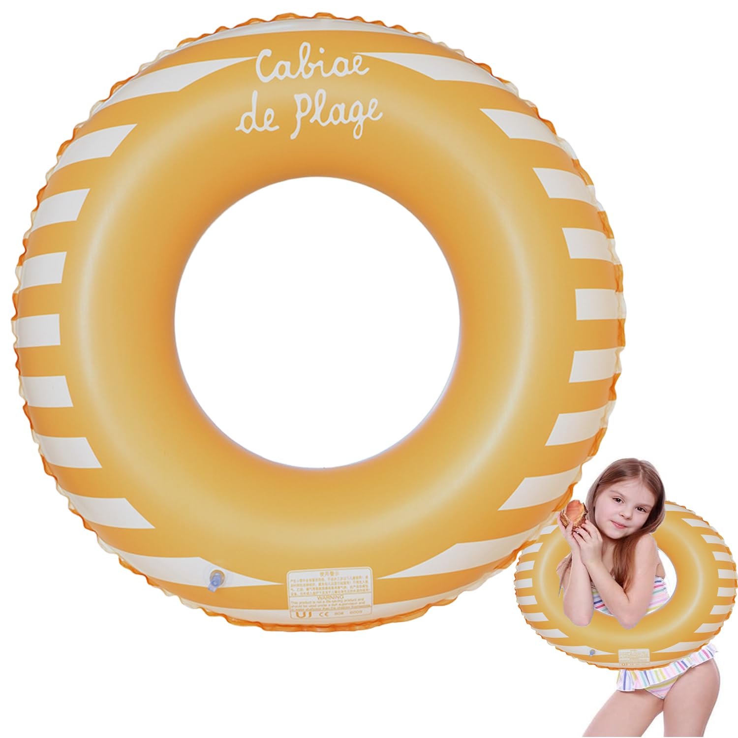 Round Swimming Ring, Inflatable Ring Swim Ring Retro Striped PVC Swimming Ring Swimming Ring Decoration for Pool Party Beach Party Games Holiday