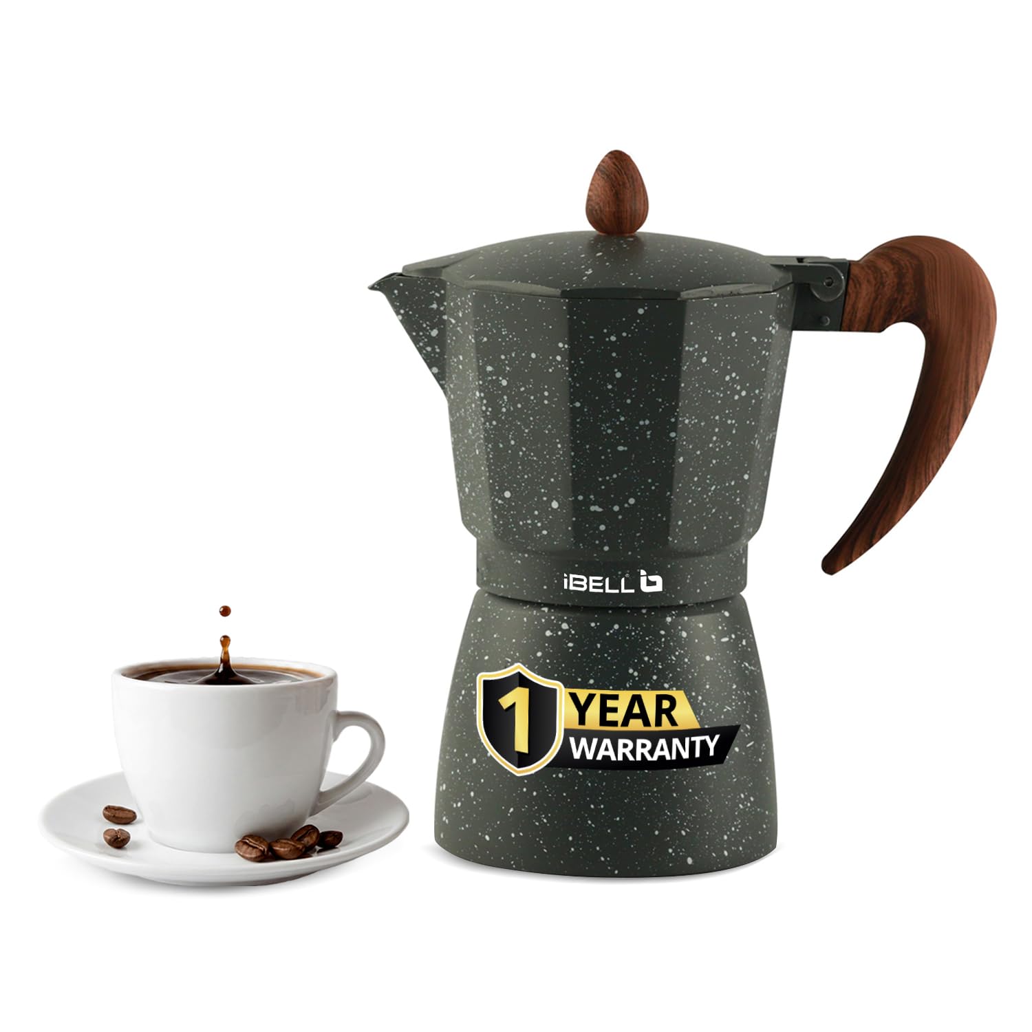 IBELL MP6450S Classic 6 Cup Moka Pot Espresso Maker/Percolator/filter Coffee Maker, Italian Espresso - Grey