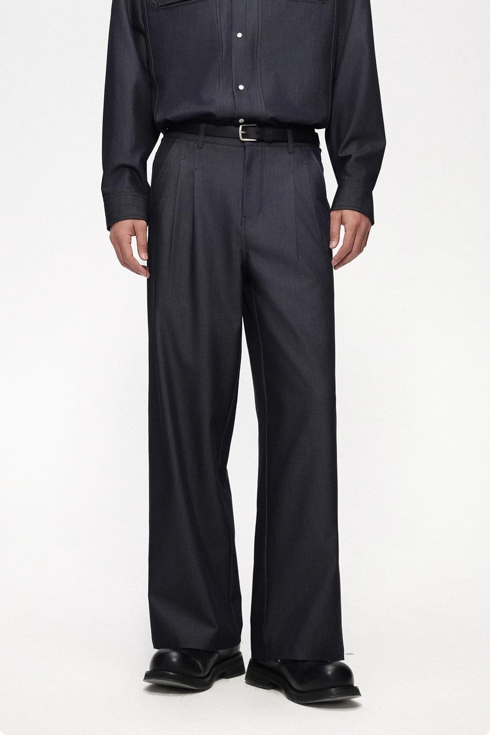 Men's Suit Pants Denim Patchwork Straight Leg Loose Summer Casual Office Pants for Men