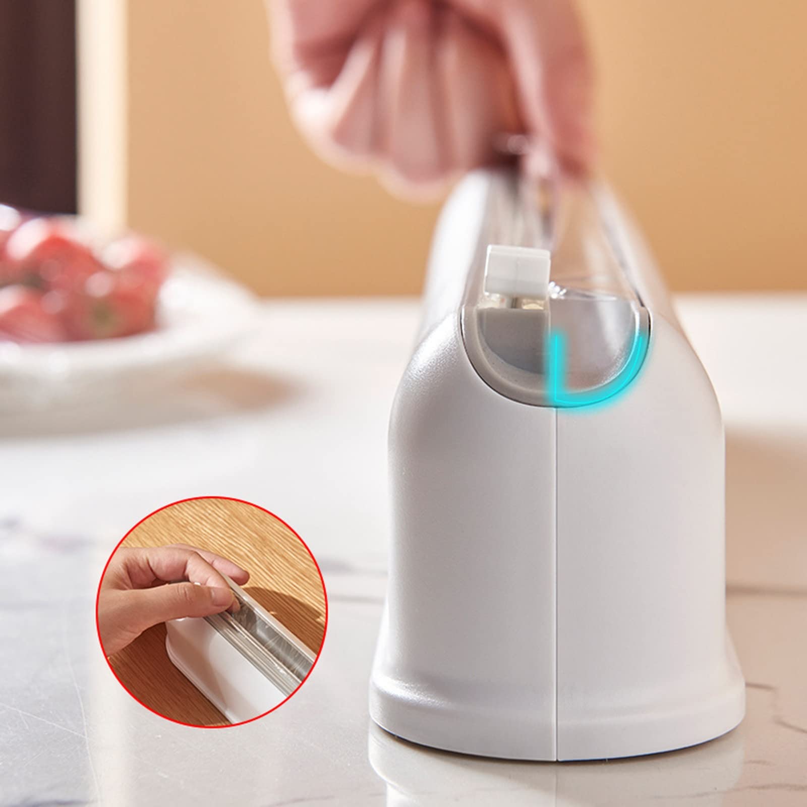 Distributeur de coupe-film étirable, distributeur de film plastique rechargeable avec coupe-glissière, distributeur de film plastique magnétique pour emballer des fruits et légumes dans les cuisines,