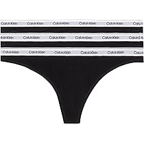 Calvin Klein Perizomi Donna Confezione da 3 Modern Logo Tanga, Nero (Black, Black, Black), S