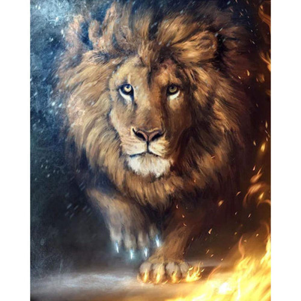 Diamond painting lion 5D mosaique point de croix strass carres 30x40