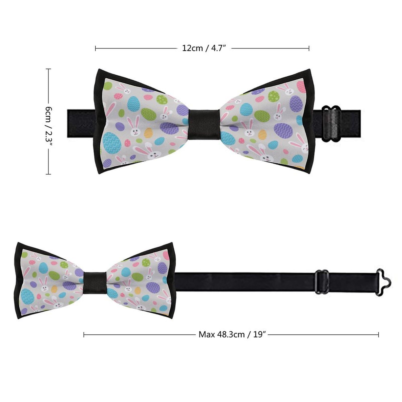 GoasNei Happy Easter Rabbit Pattern Bow Tie for Men Adjustable Necktie Funny Tie Neck Ties for Weddings Party