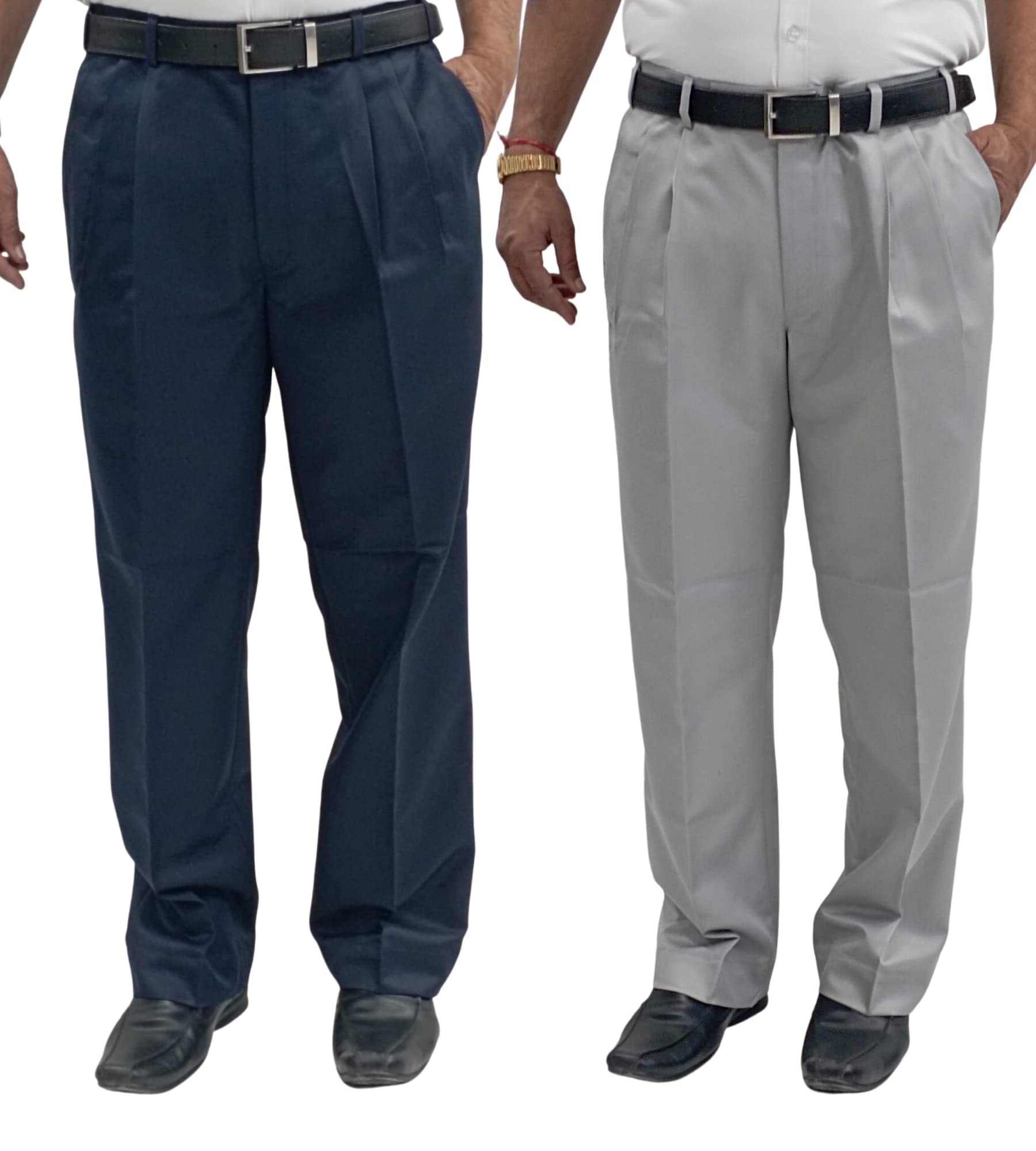 Regular fit Formal Men's Pleat Trouser Pant Combo Pack of 2-picture-15