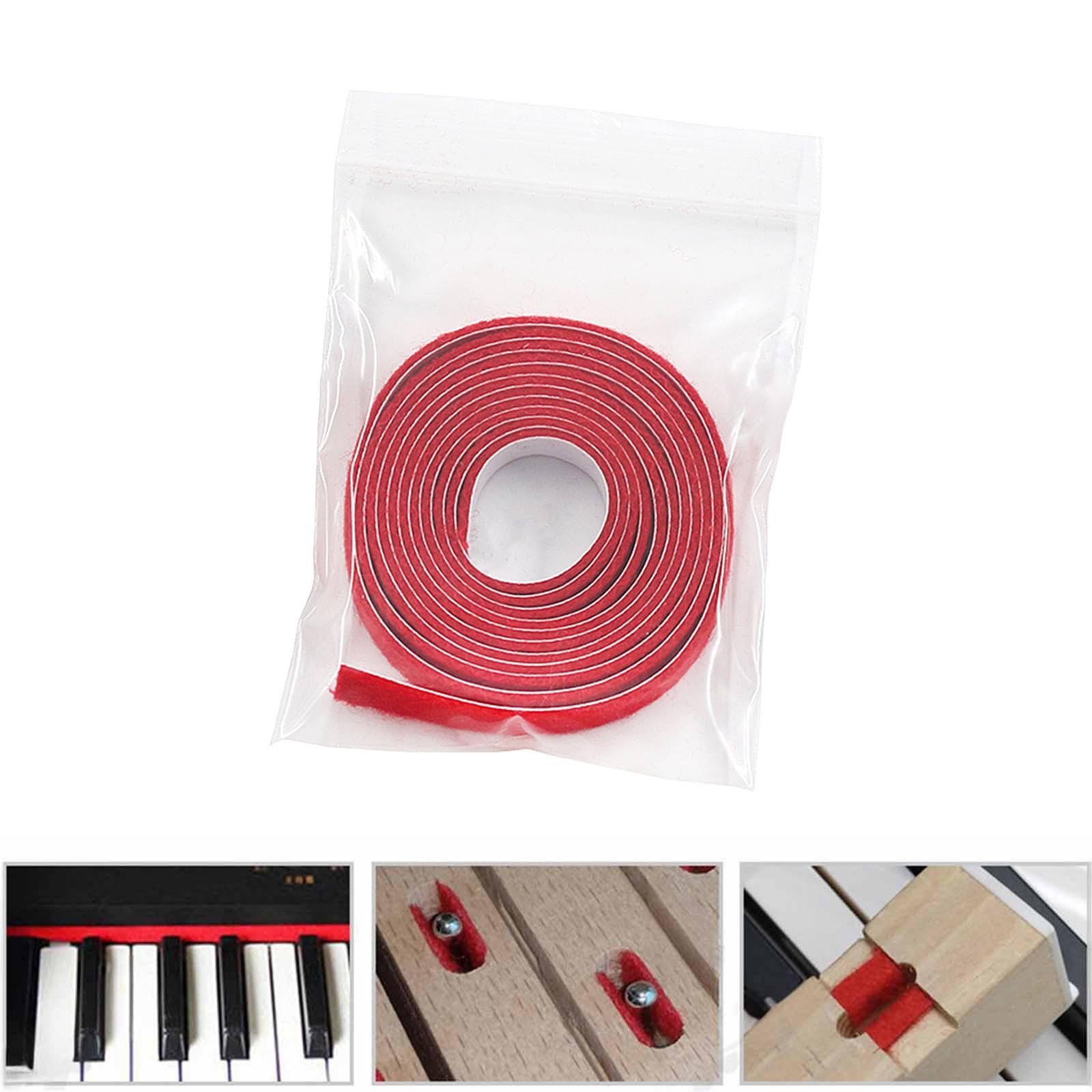 Colcolo Feutre pour touches de piano, outil d'entretien robuste, léger et compact, rouge, pour accordeur de piano, bande de feutrine pour l'évaluation, 130 Cm Auto-adhésif