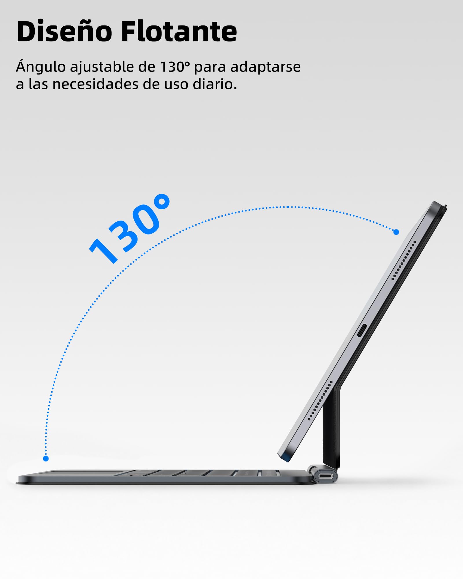 Bettdow Teclado para iPad Air 13" (M4 2026/M3 2025/M2 2024)/ iPad Pro 12,9"(6ª/5ª/4ª/3ª Gen), Español Ñ Ligera Magnético Flotante Diseño Teclado con Trackpad, Sin Bluetooth, Negro